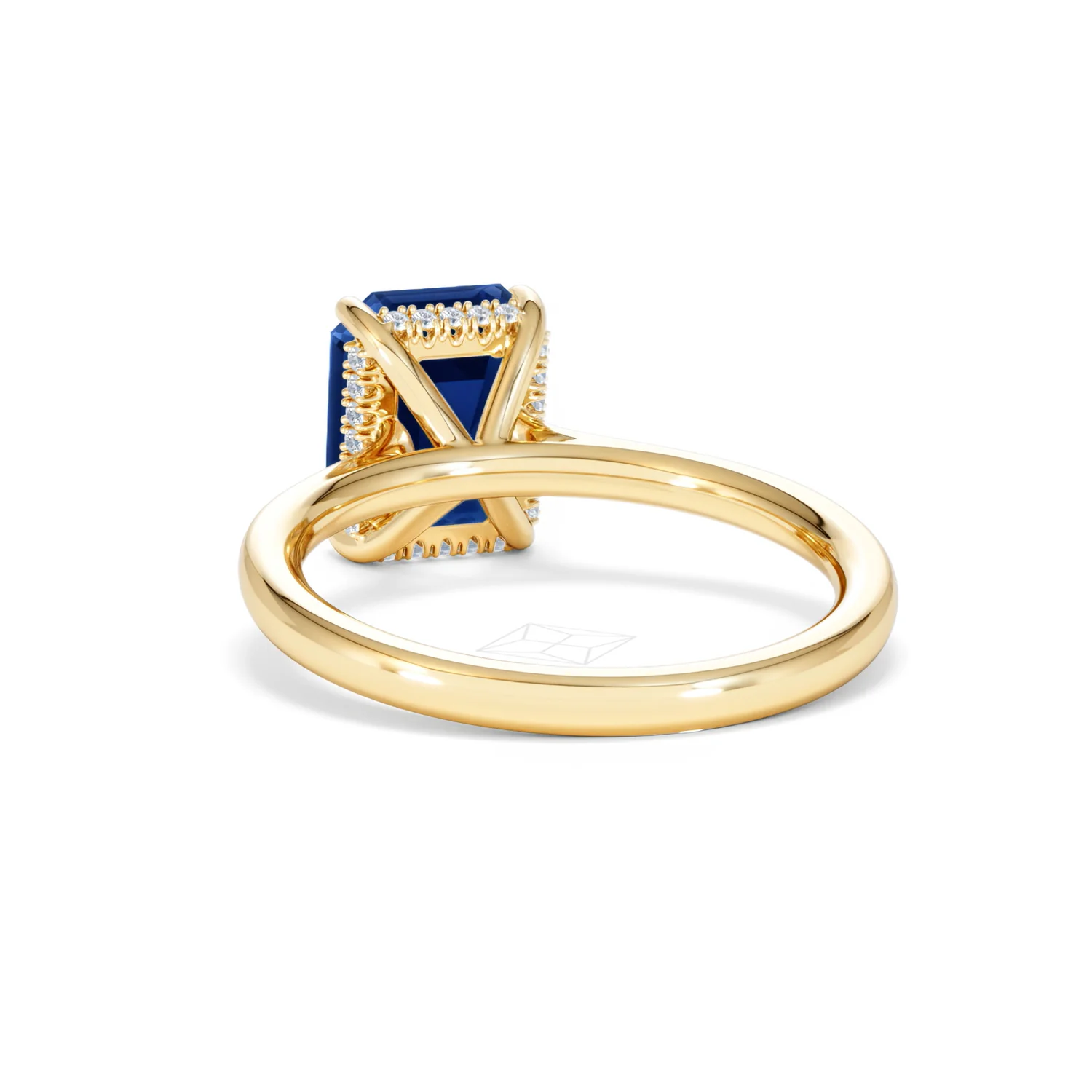 Amora 2.50ct Emerald Cut Lab Sapphire Hidden Halo Engagement Ring in 18K Yellow Gold - Image 53