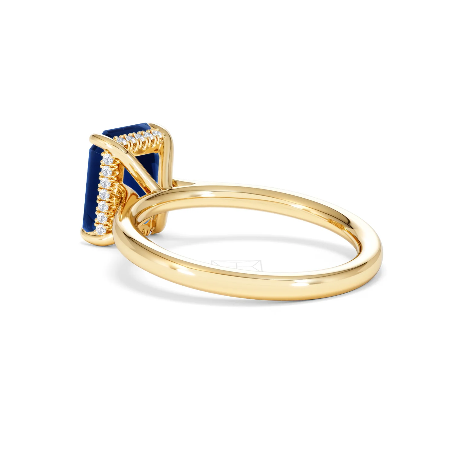 Amora 2.50ct Emerald Cut Lab Sapphire Hidden Halo Engagement Ring in 18K Yellow Gold - Image 59