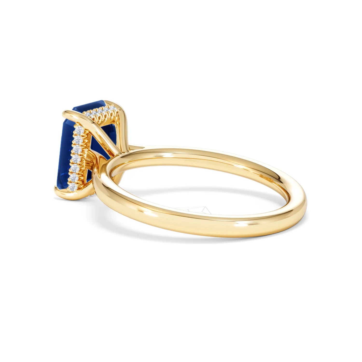 Amora 2.50ct Emerald Cut Lab Sapphire Hidden Halo Engagement Ring in 18K Yellow Gold - Image 61