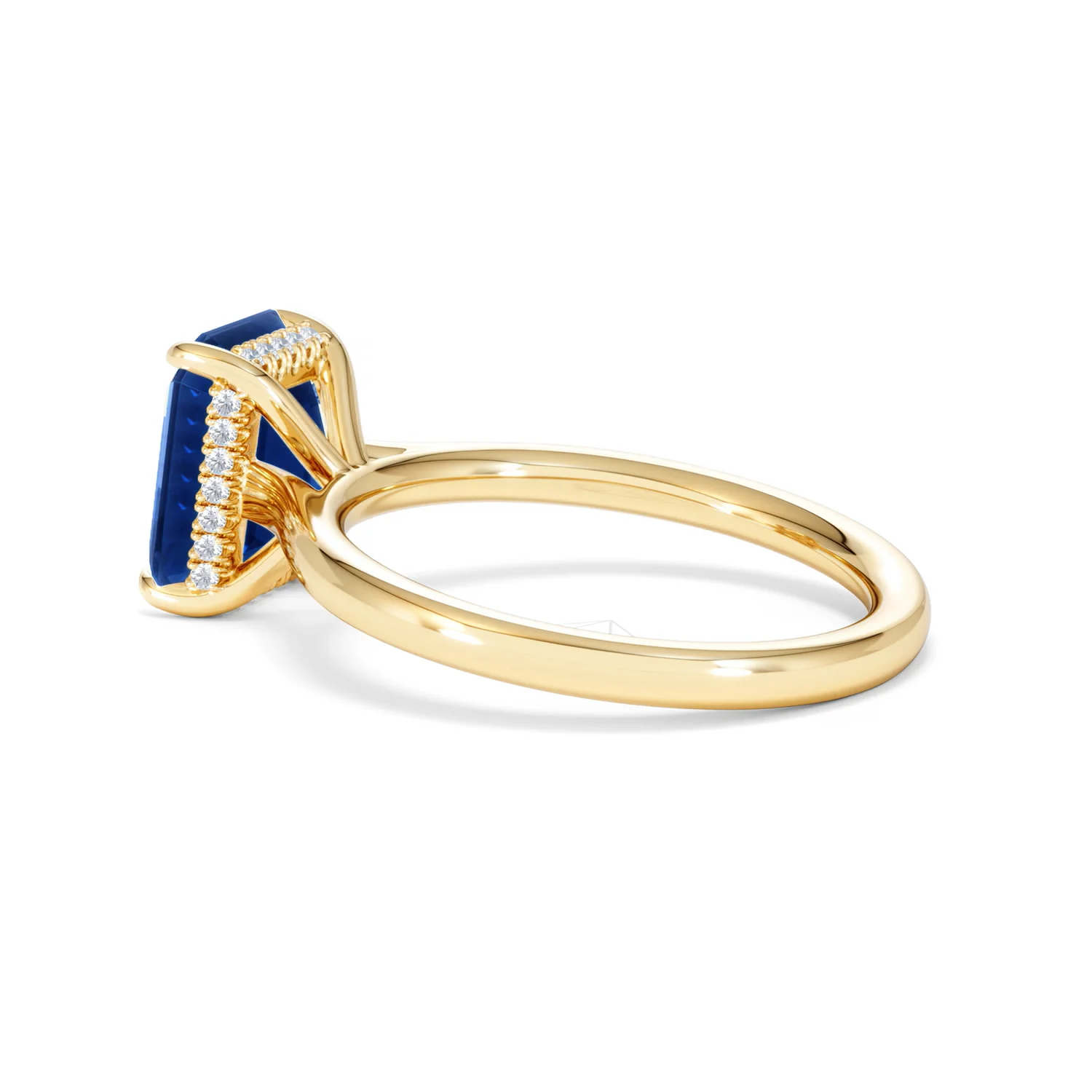 Amora 2.50ct Emerald Cut Lab Sapphire Hidden Halo Engagement Ring in 18K Yellow Gold - Image 63