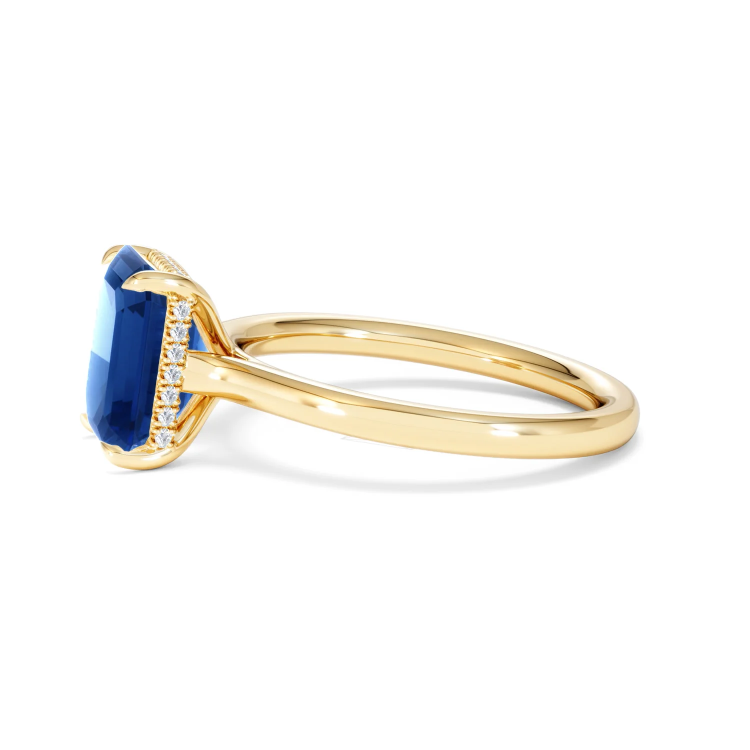 Amora 2.50ct Emerald Cut Lab Sapphire Hidden Halo Engagement Ring in 18K Yellow Gold - Image 72