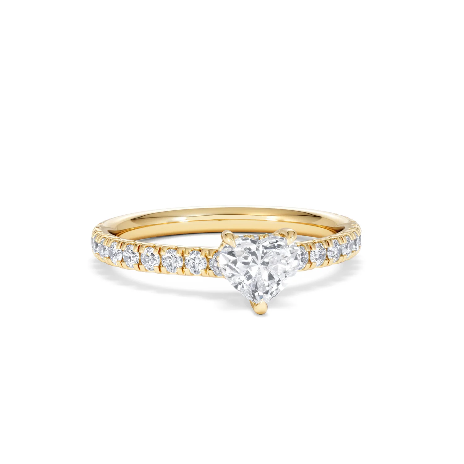 Amora Heart 0.97ct Hidden Halo Diamond Engagement Ring With Side Stones Set in 18K Gold - Image 10