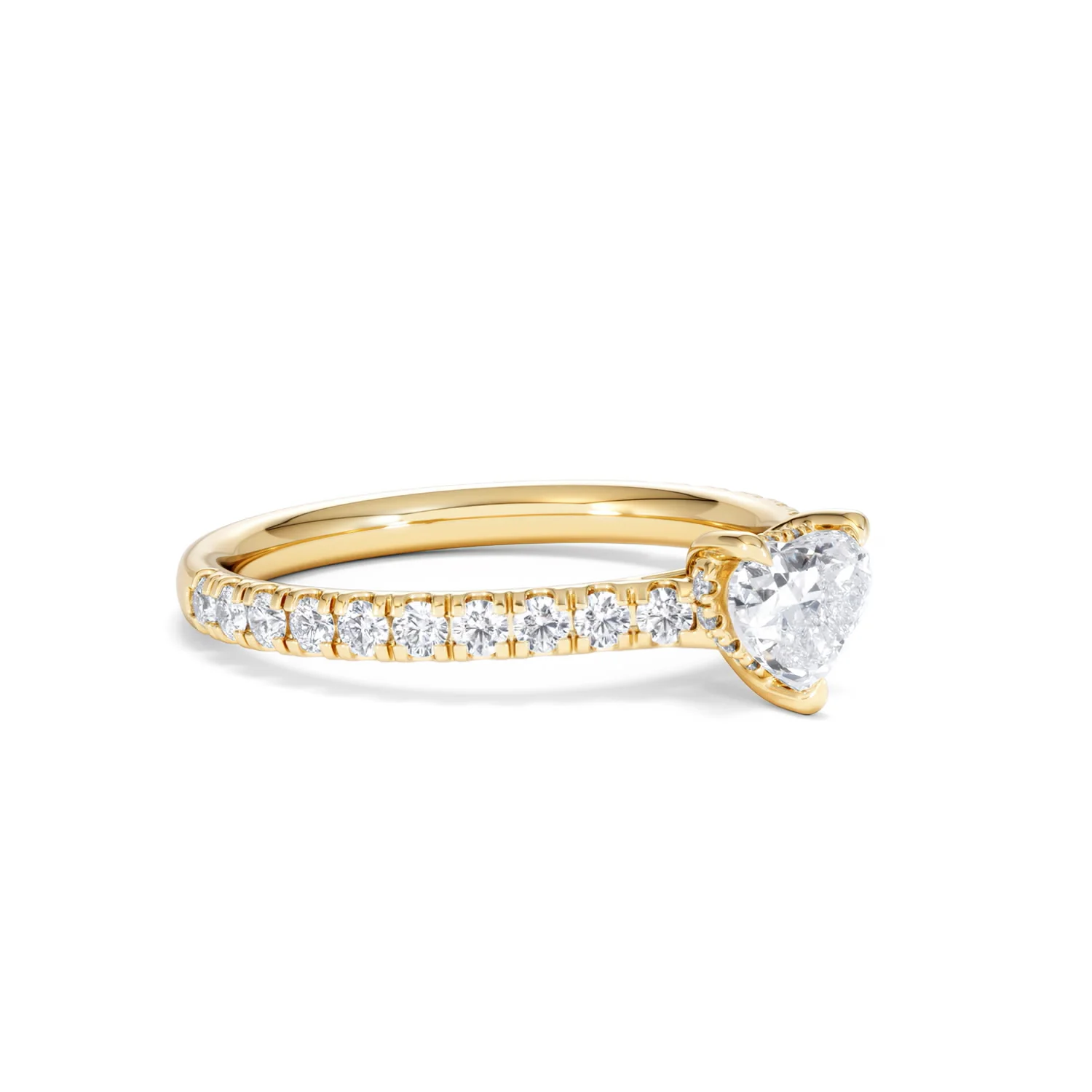 Amora Heart 0.97ct Hidden Halo Diamond Engagement Ring With Side Stones Set in 18K Gold - Image 17