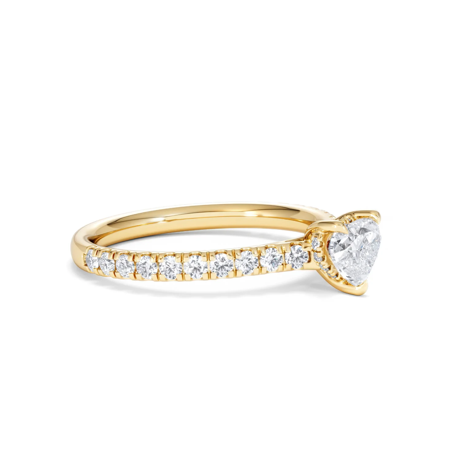 Amora Heart 0.97ct Hidden Halo Diamond Engagement Ring With Side Stones Set in 18K Gold - Image 19