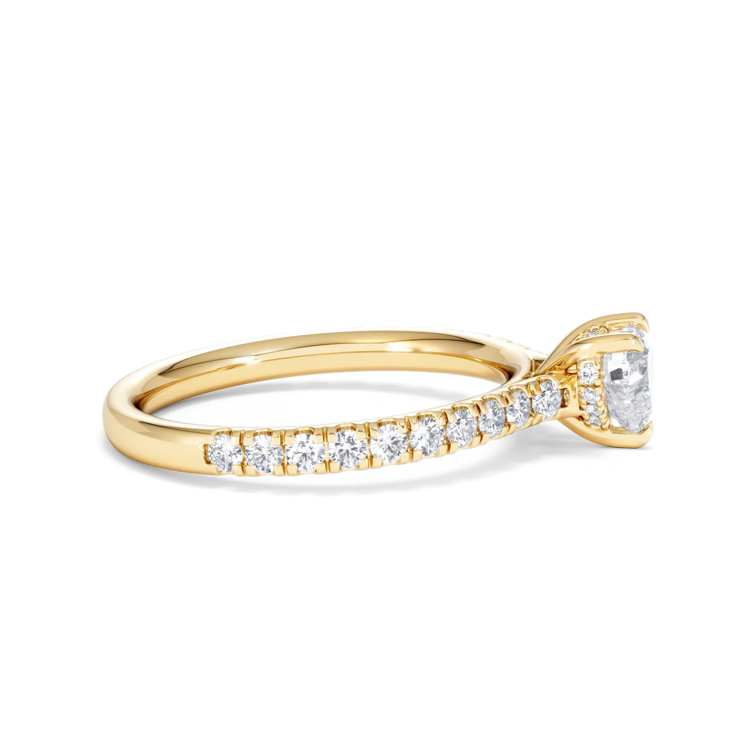Amora Heart 0.97ct Hidden Halo Diamond Engagement Ring With Side Stones Set in 18K Gold - Image 26