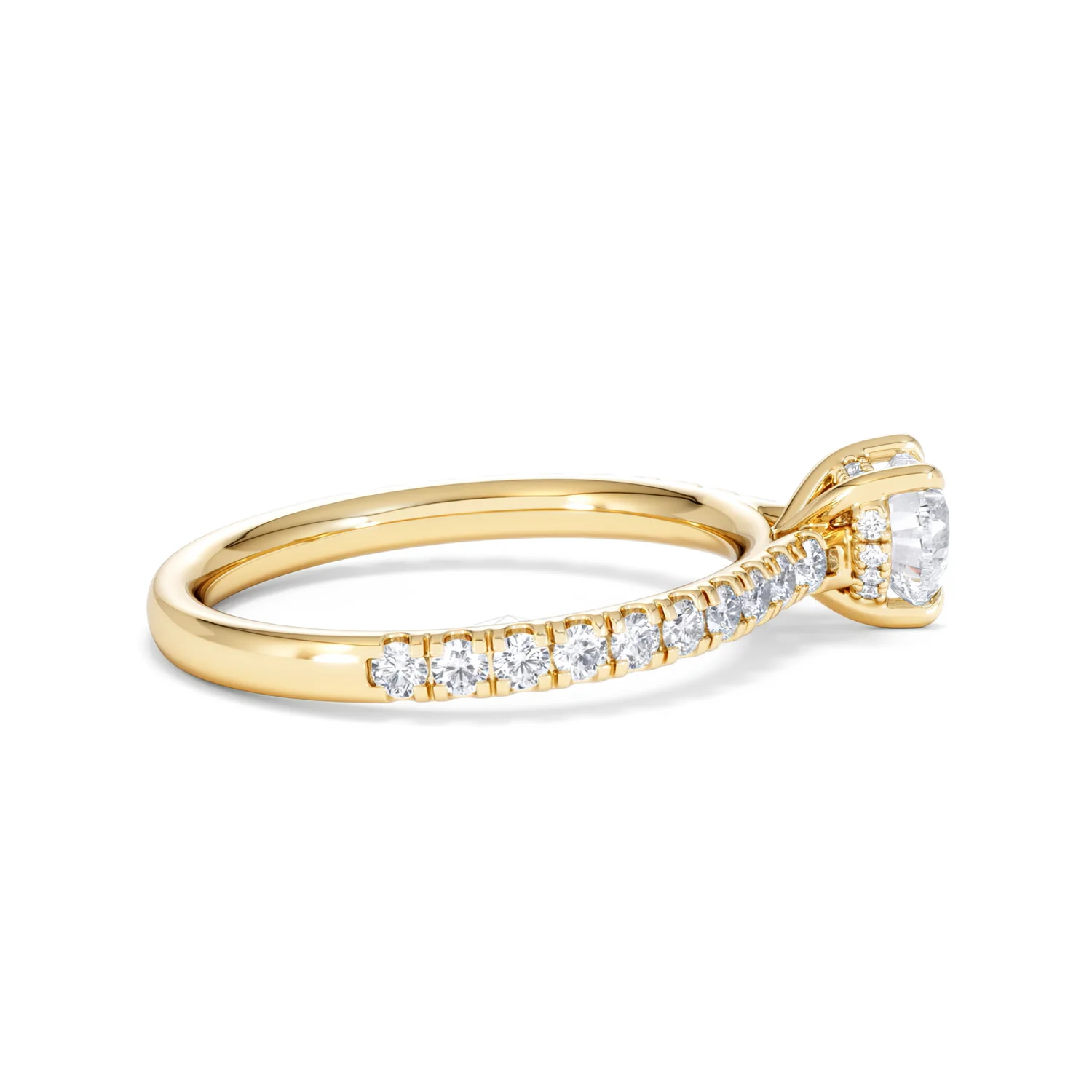 Amora Heart 0.97ct Hidden Halo Diamond Engagement Ring With Side Stones Set in 18K Gold - Image 29