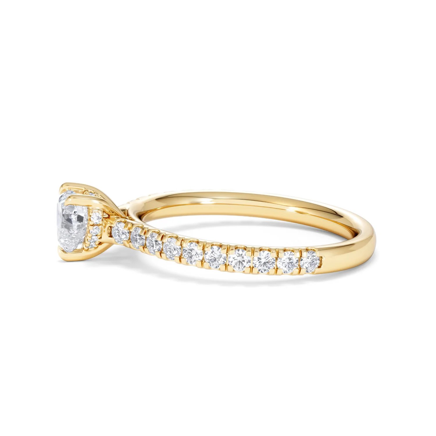 Amora Heart 0.97ct Hidden Halo Diamond Engagement Ring With Side Stones Set in 18K Gold - Image 70