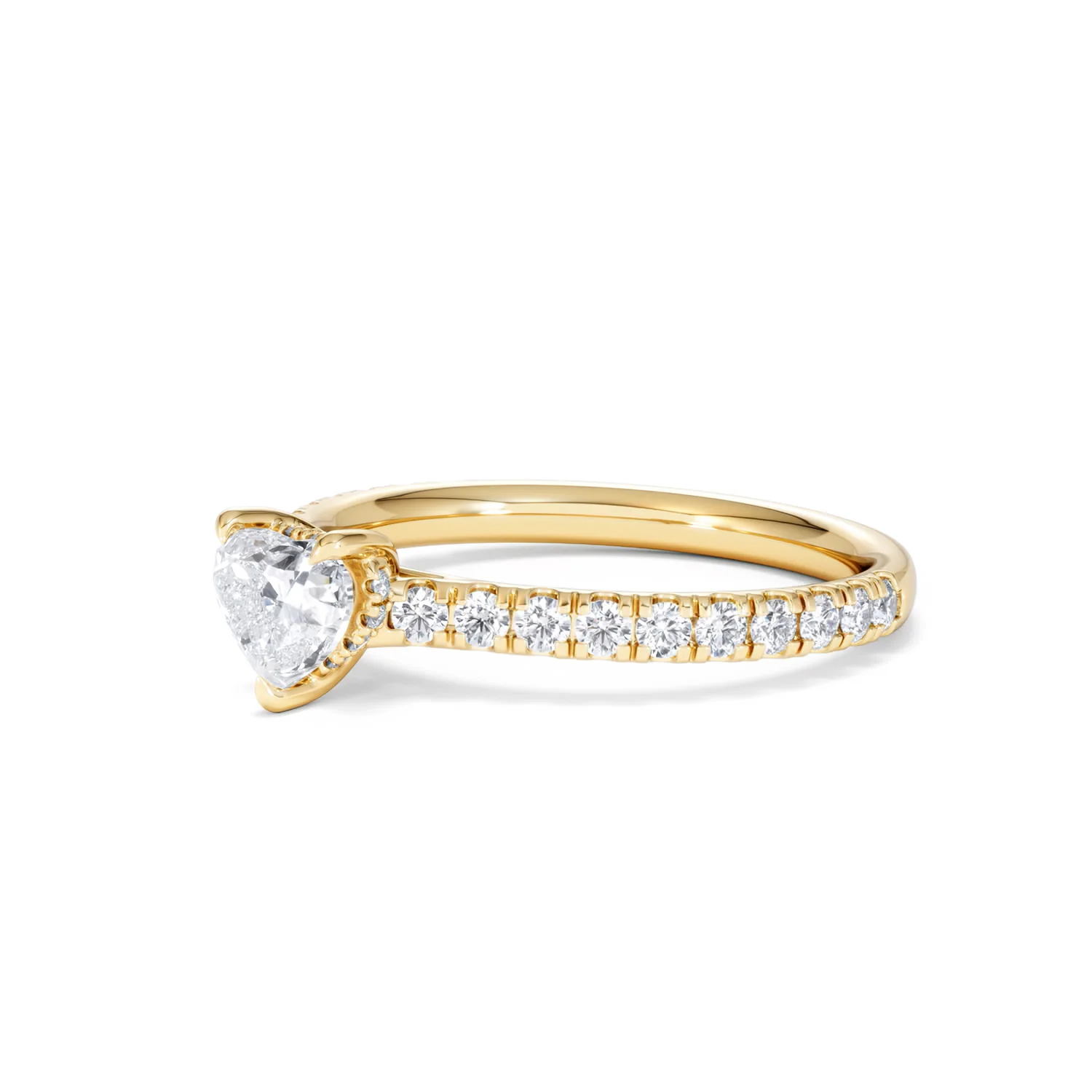 Amora Heart 0.97ct Hidden Halo Diamond Engagement Ring With Side Stones Set in 18K Gold - Image 78