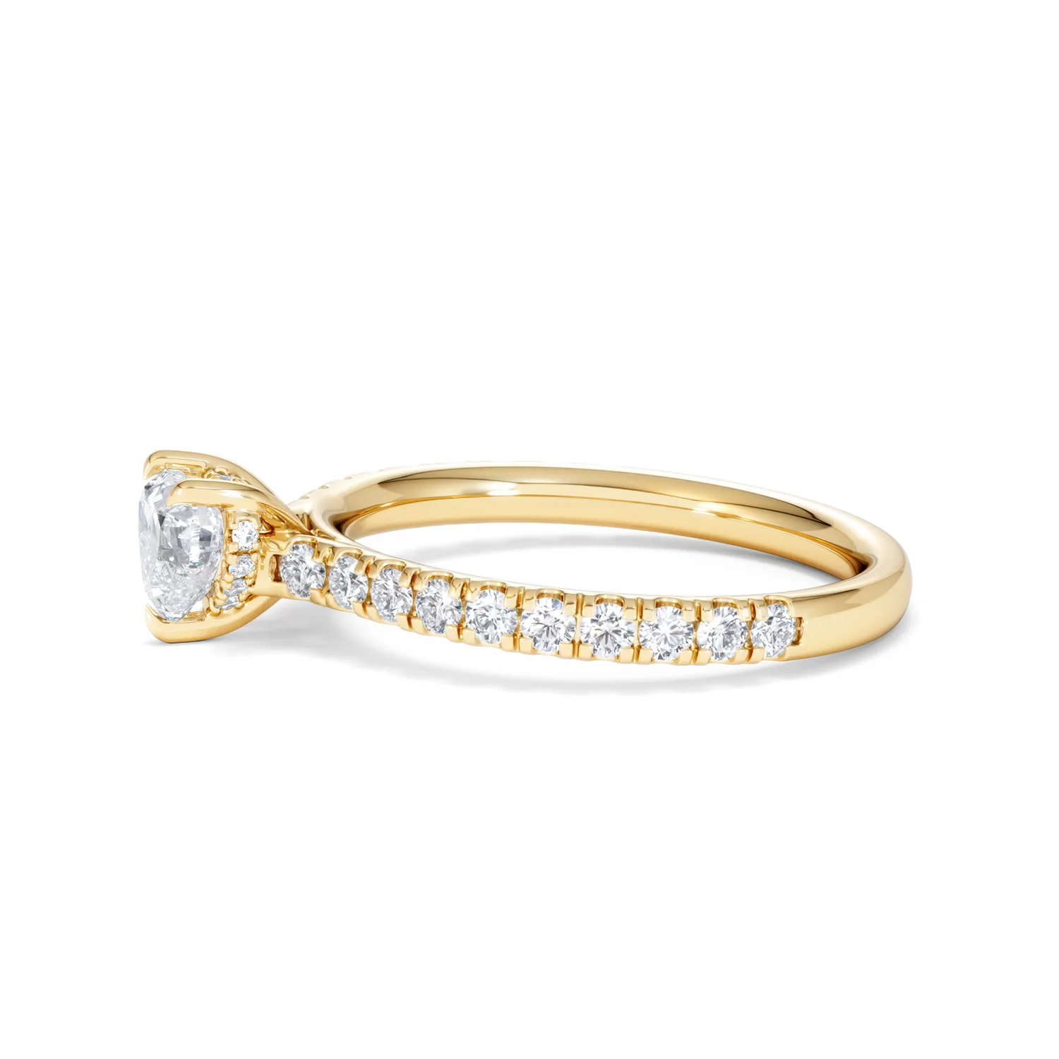 Amora Heart 0.97ct Hidden Halo Lab Diamond Engagement Ring With Side Stones Set in 18K Gold - Image 71