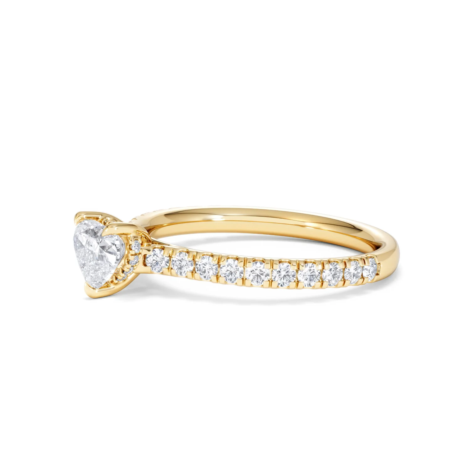 Amora Heart 0.97ct Hidden Halo Lab Diamond Engagement Ring With Side Stones Set in 18K Gold - Image 75