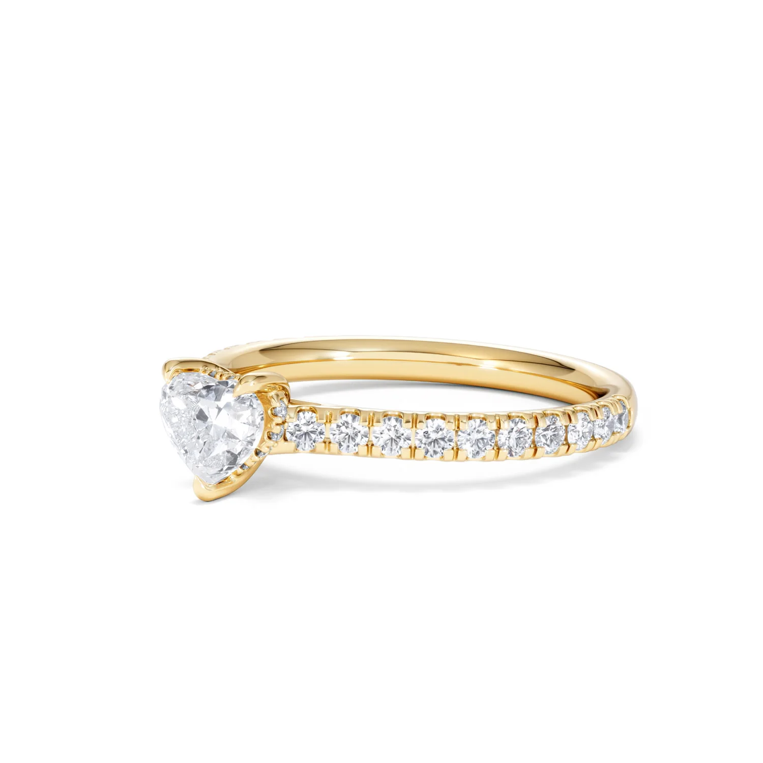 Amora Heart 0.97ct Hidden Halo Lab Diamond Engagement Ring With Side Stones Set in 18K Gold - Image 79