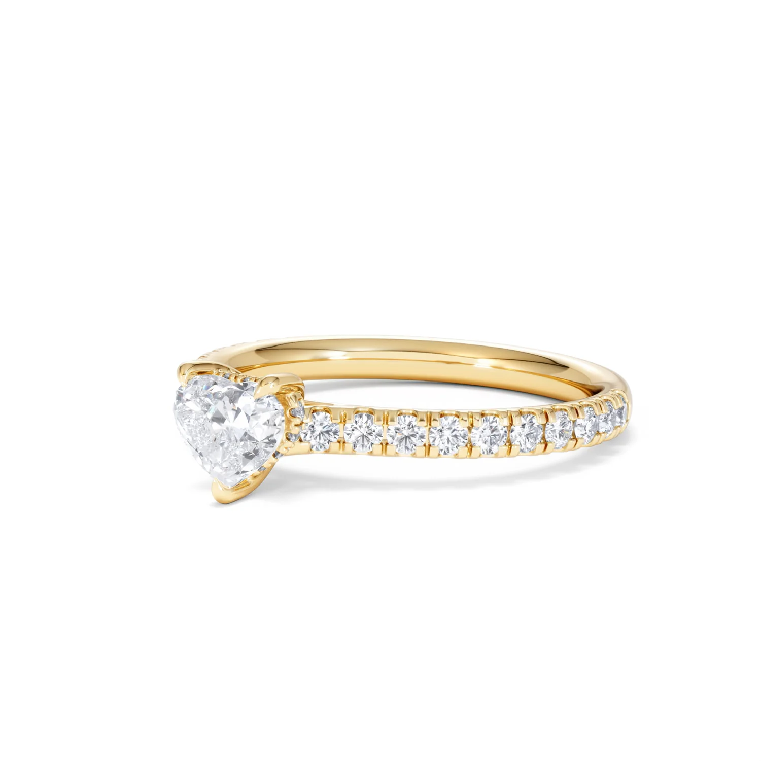 Amora Heart 0.97ct Hidden Halo Lab Diamond Engagement Ring With Side Stones Set in 18K Gold - Image 80