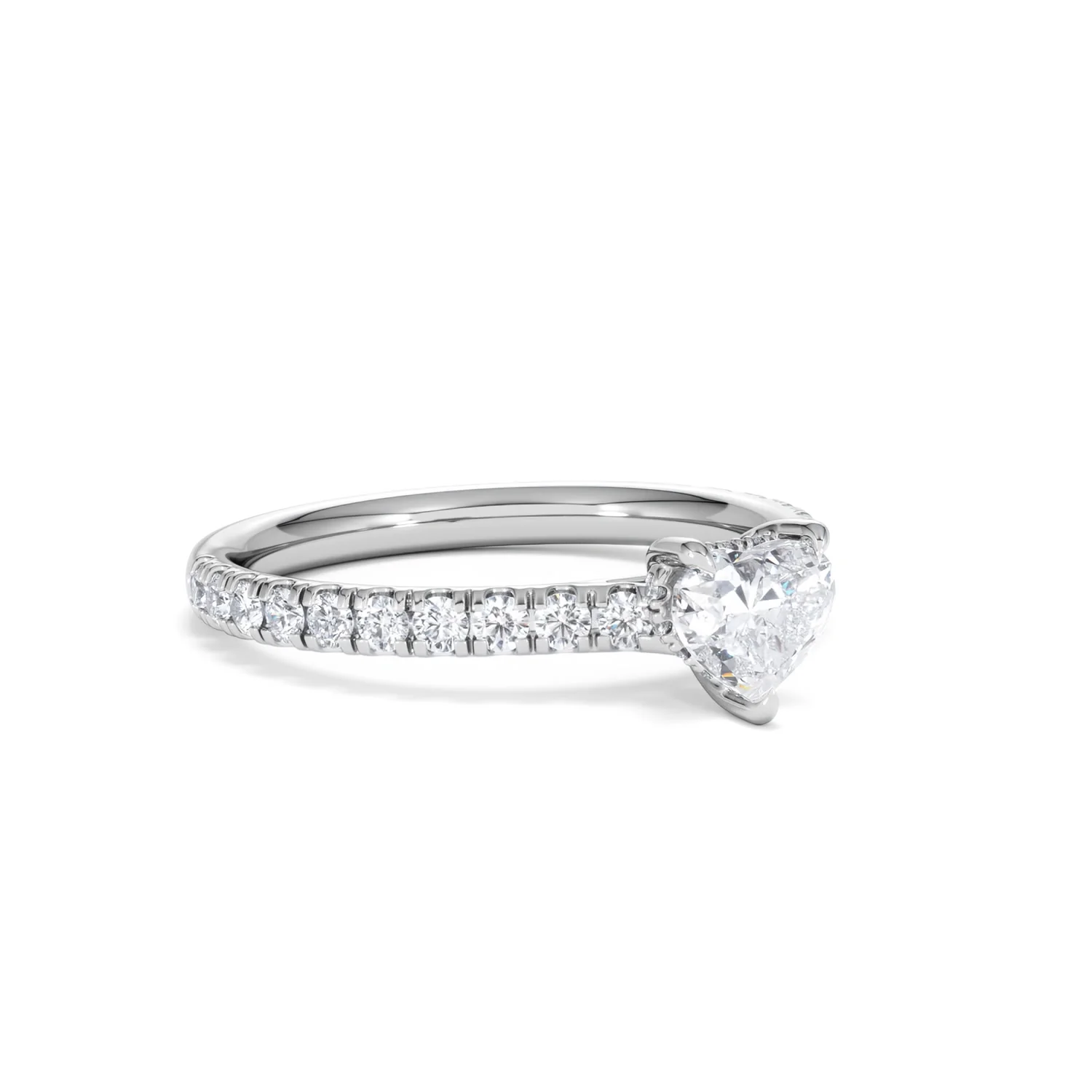 Amora Heart 0.97ct Hidden Halo Lab Diamond Engagement Ring With Side Stones Set in 18K Platinum - Image 15