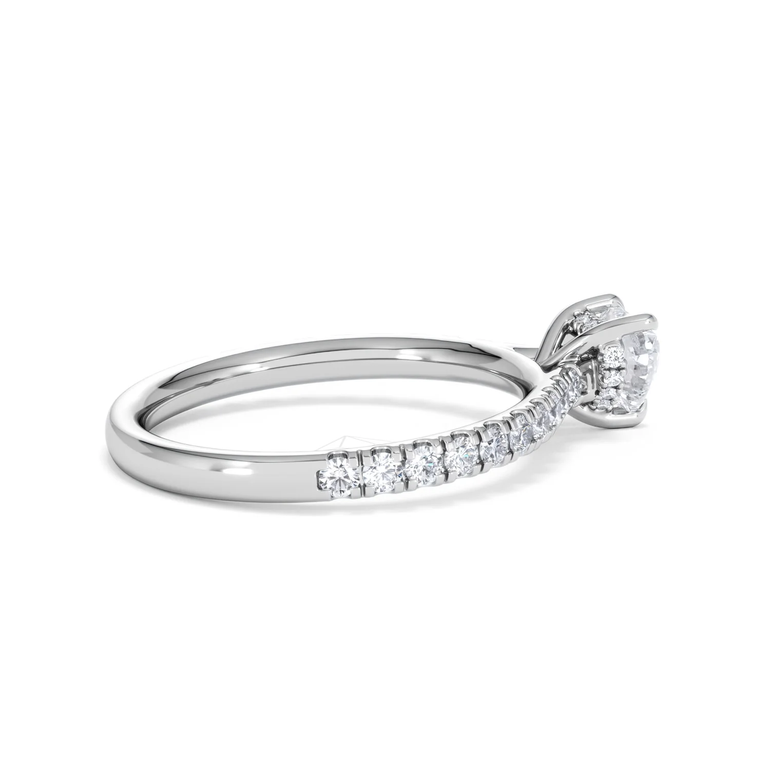 Amora Heart 0.97ct Hidden Halo Lab Diamond Engagement Ring With Side Stones Set in 18K Platinum - Image 32