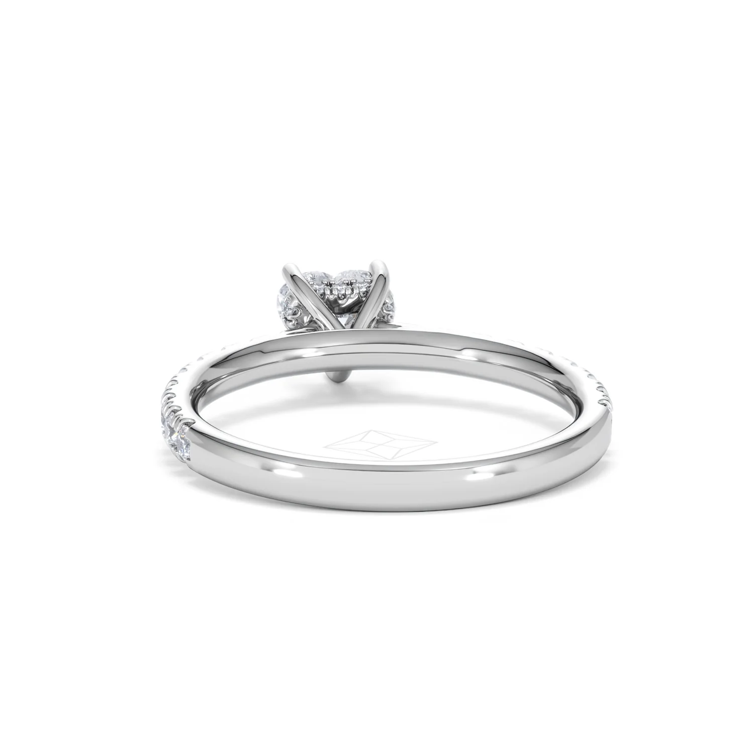 Amora Heart 0.97ct Hidden Halo Lab Diamond Engagement Ring With Side Stones Set in 18K Platinum - Image 50