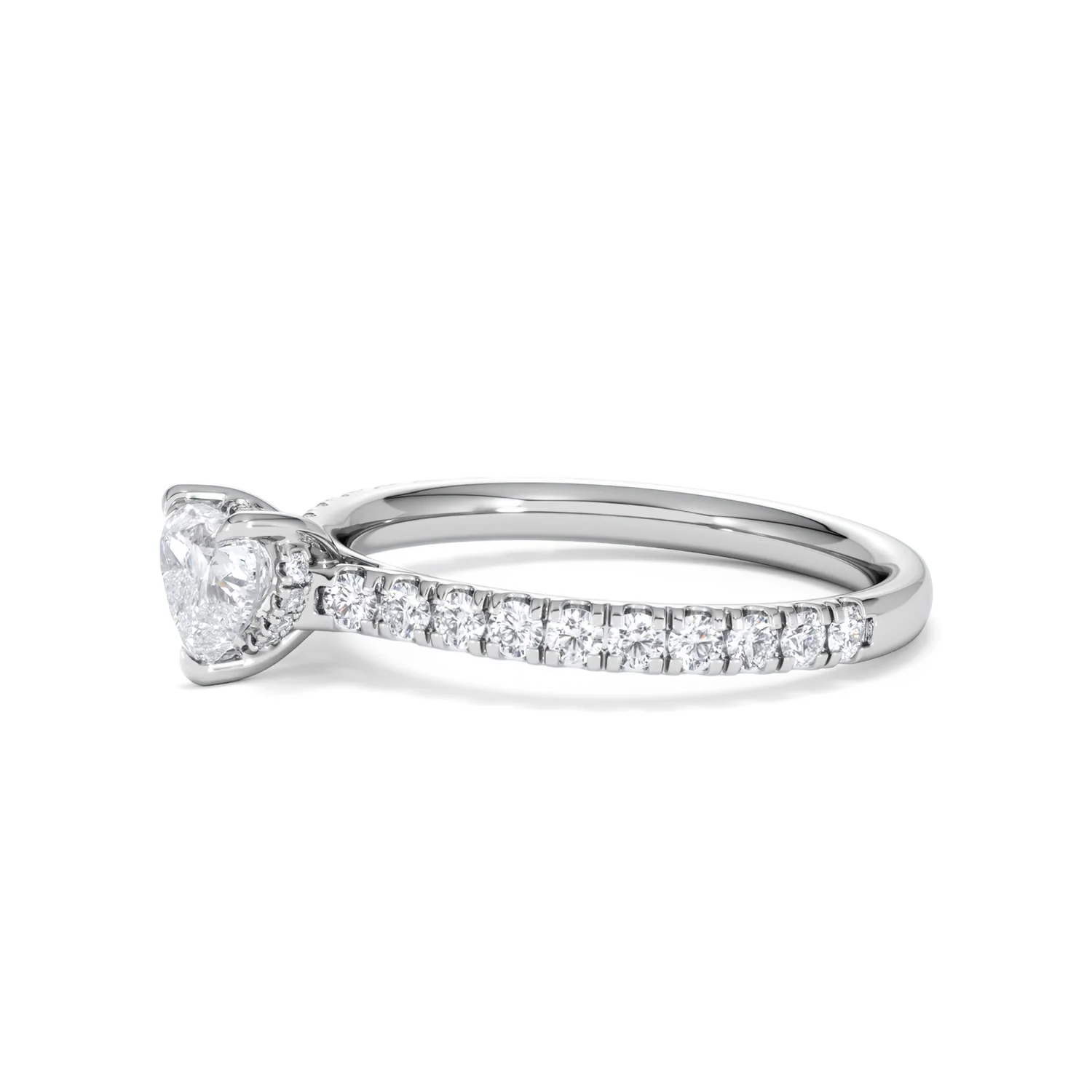 Amora Heart 0.97ct Hidden Halo Lab Diamond Engagement Ring With Side Stones Set in 18K Platinum - Image 74