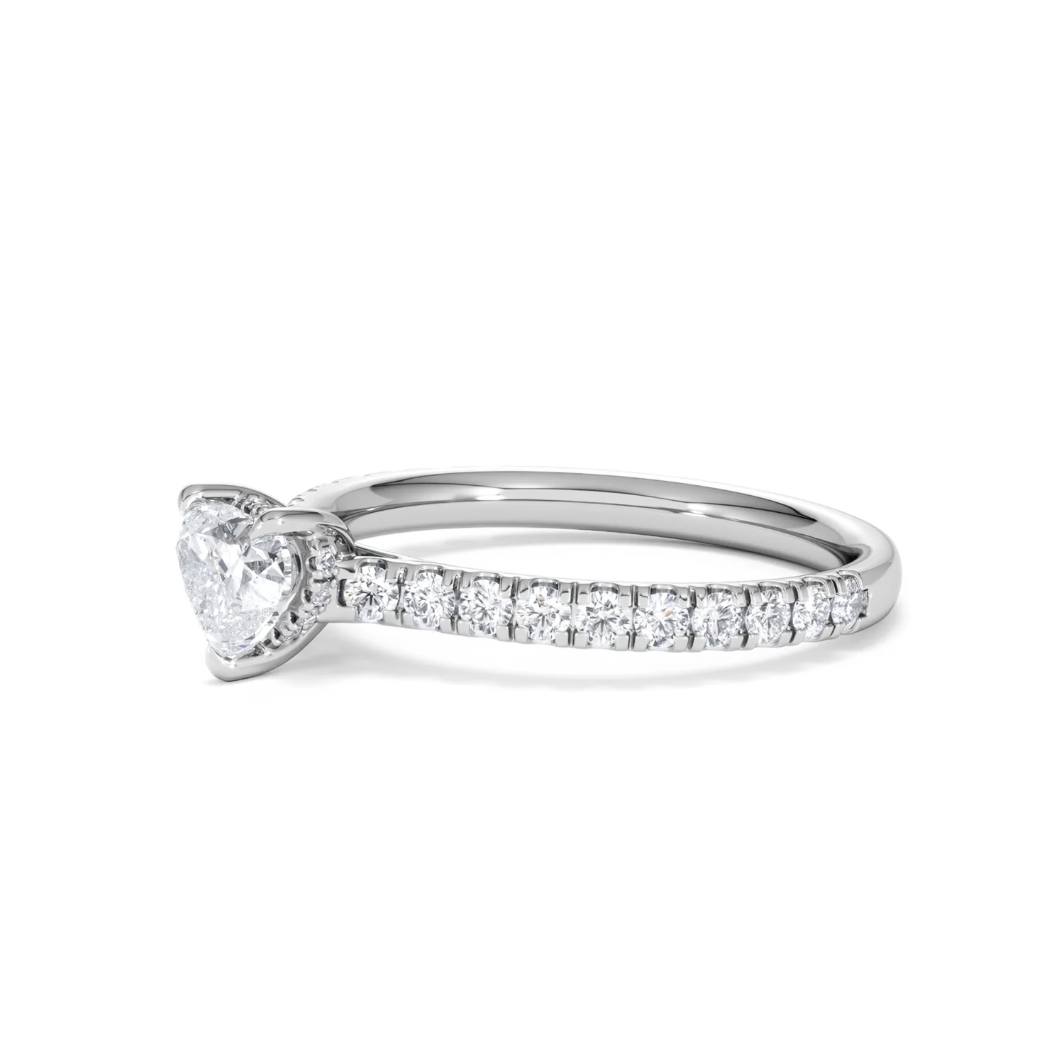 Amora Heart 0.97ct Hidden Halo Lab Diamond Engagement Ring With Side Stones Set in 18K Platinum - Image 76