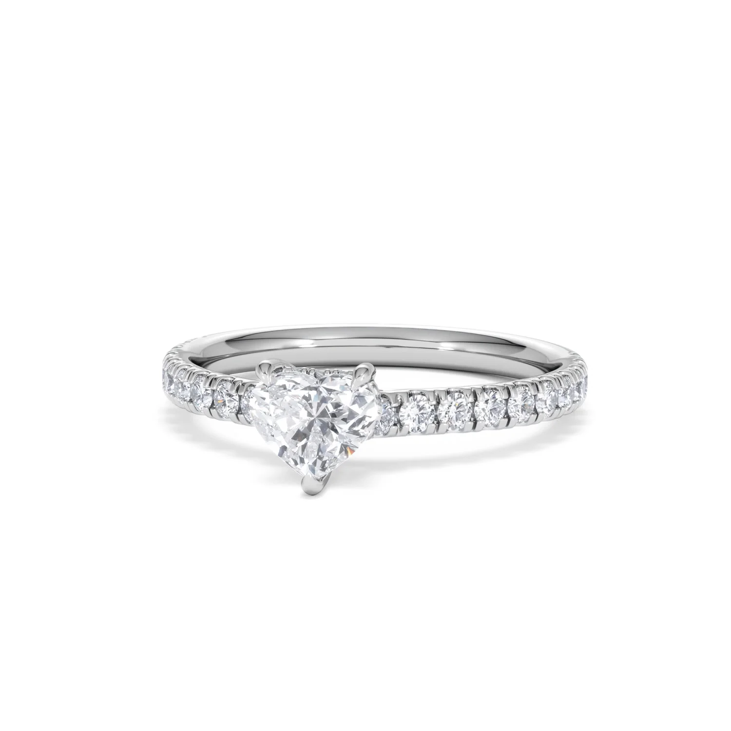 Amora Heart 0.97ct Hidden Halo Lab Diamond Engagement Ring With Side Stones Set in 18K Platinum - Image 85