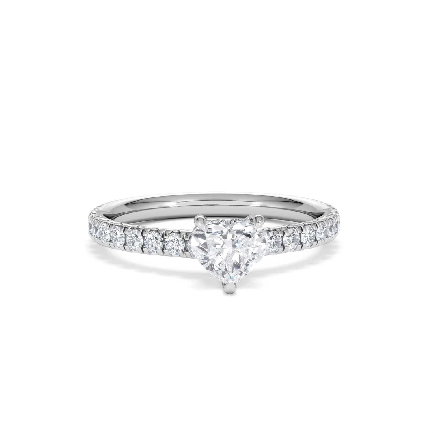 Amora Heart 0.97ct Hidden Halo Lab Diamond Engagement Ring With Side Stones Set in 18K Platinum - Image 9