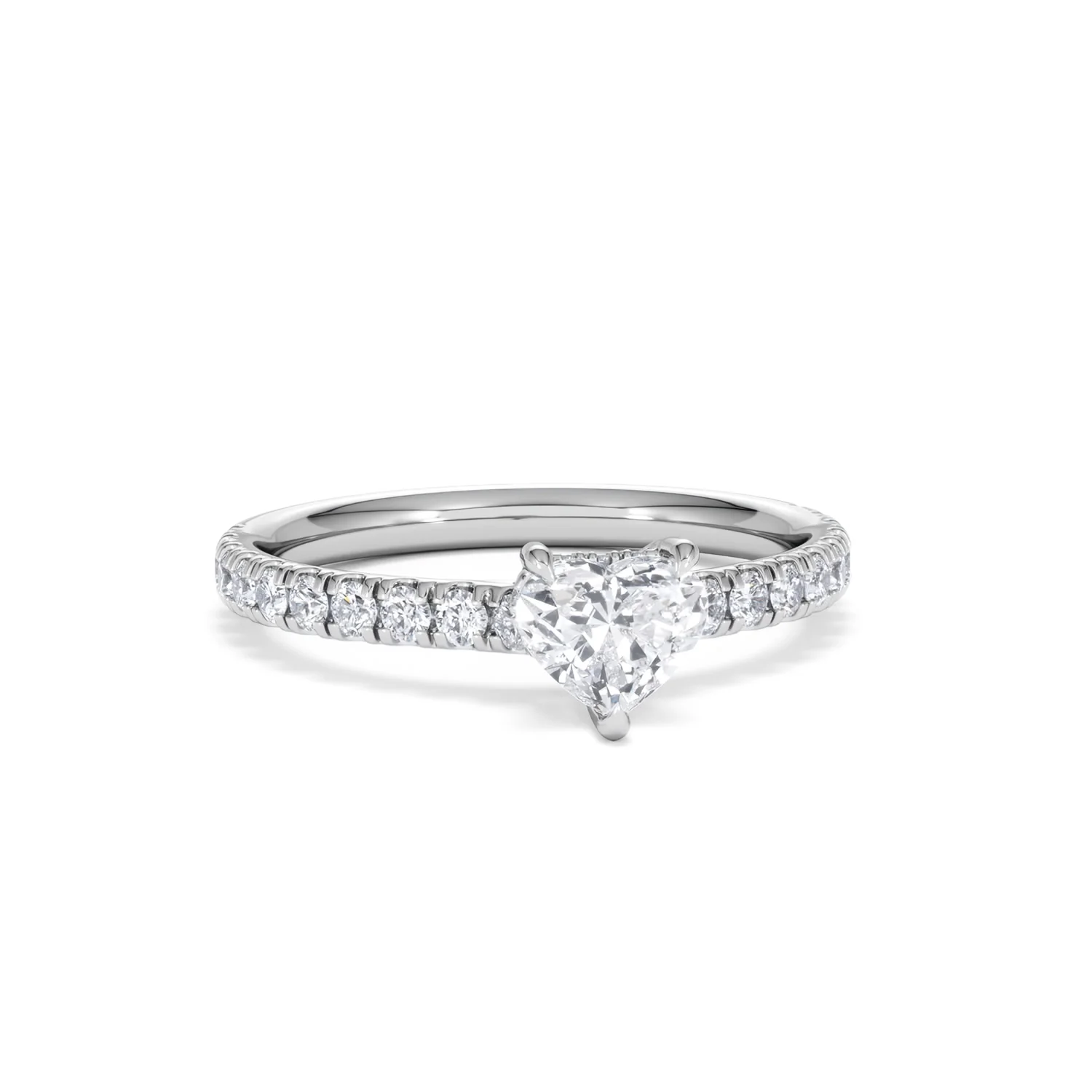 Amora Heart 0.97ct Hidden Halo Lab Diamond Engagement Ring With Side Stones Set in 18K White Gold - Image 10