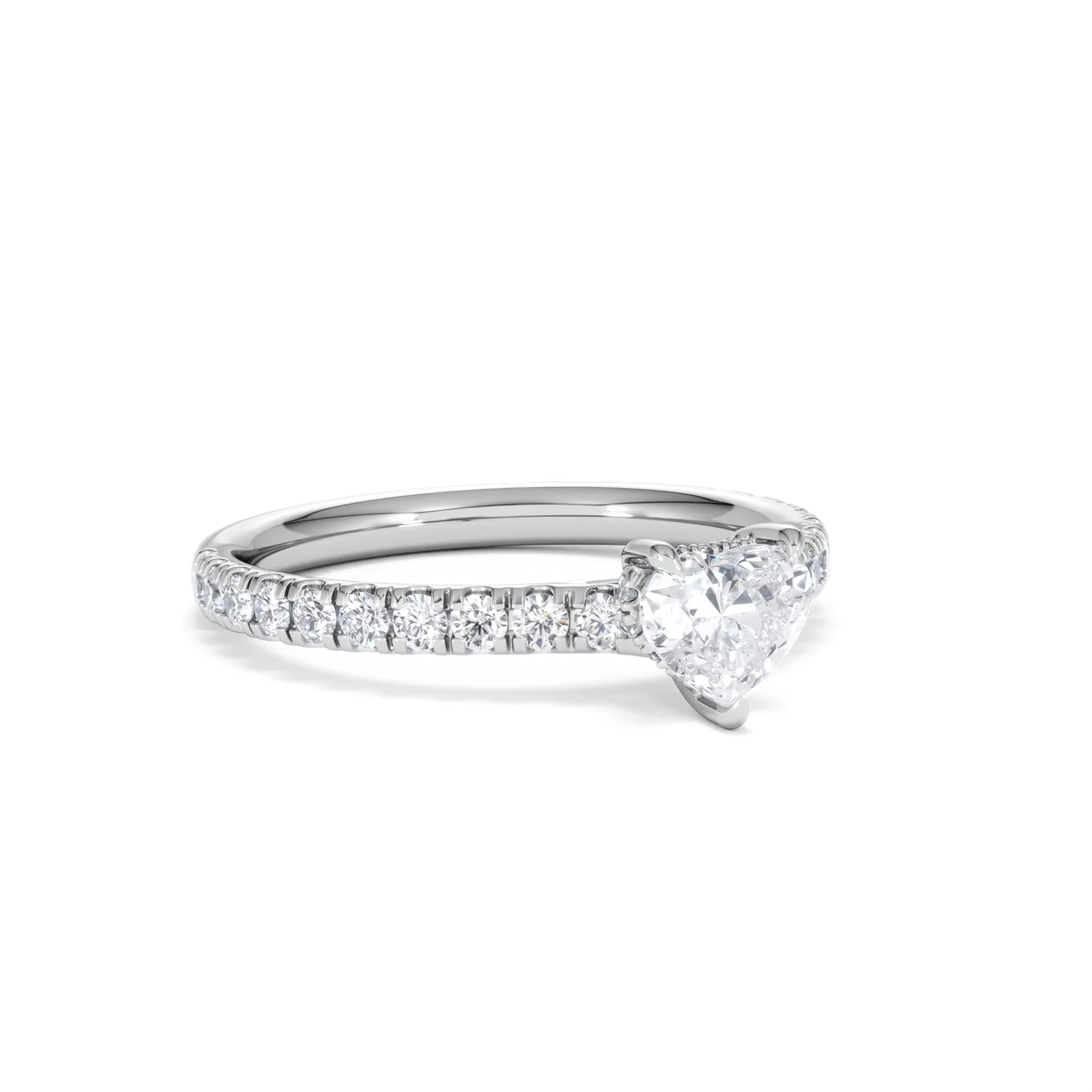 Amora Heart 0.97ct Hidden Halo Lab Diamond Engagement Ring With Side Stones Set in 18K White Gold - Image 14