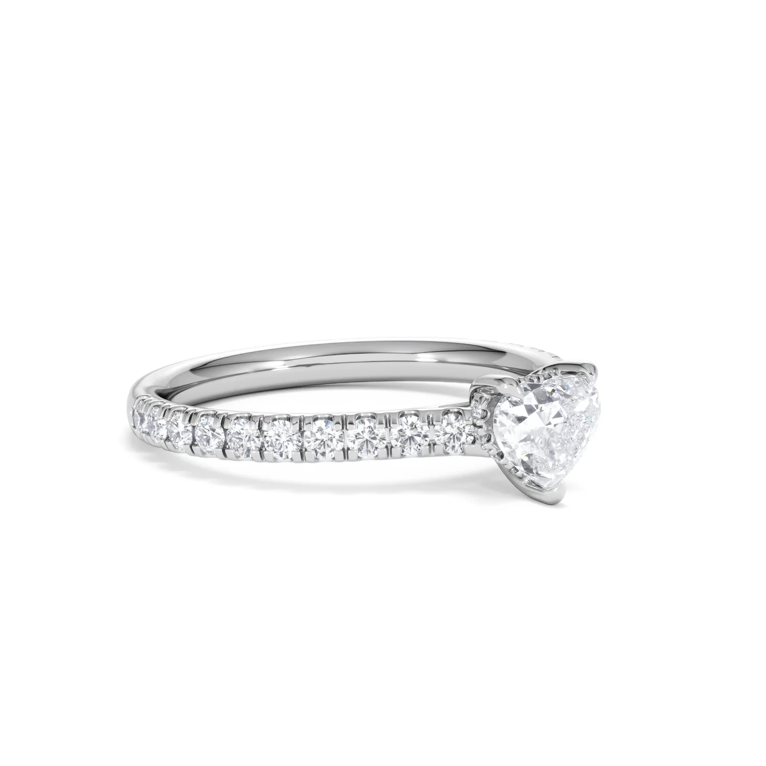 Amora Heart 0.97ct Hidden Halo Lab Diamond Engagement Ring With Side Stones Set in 18K White Gold - Image 16