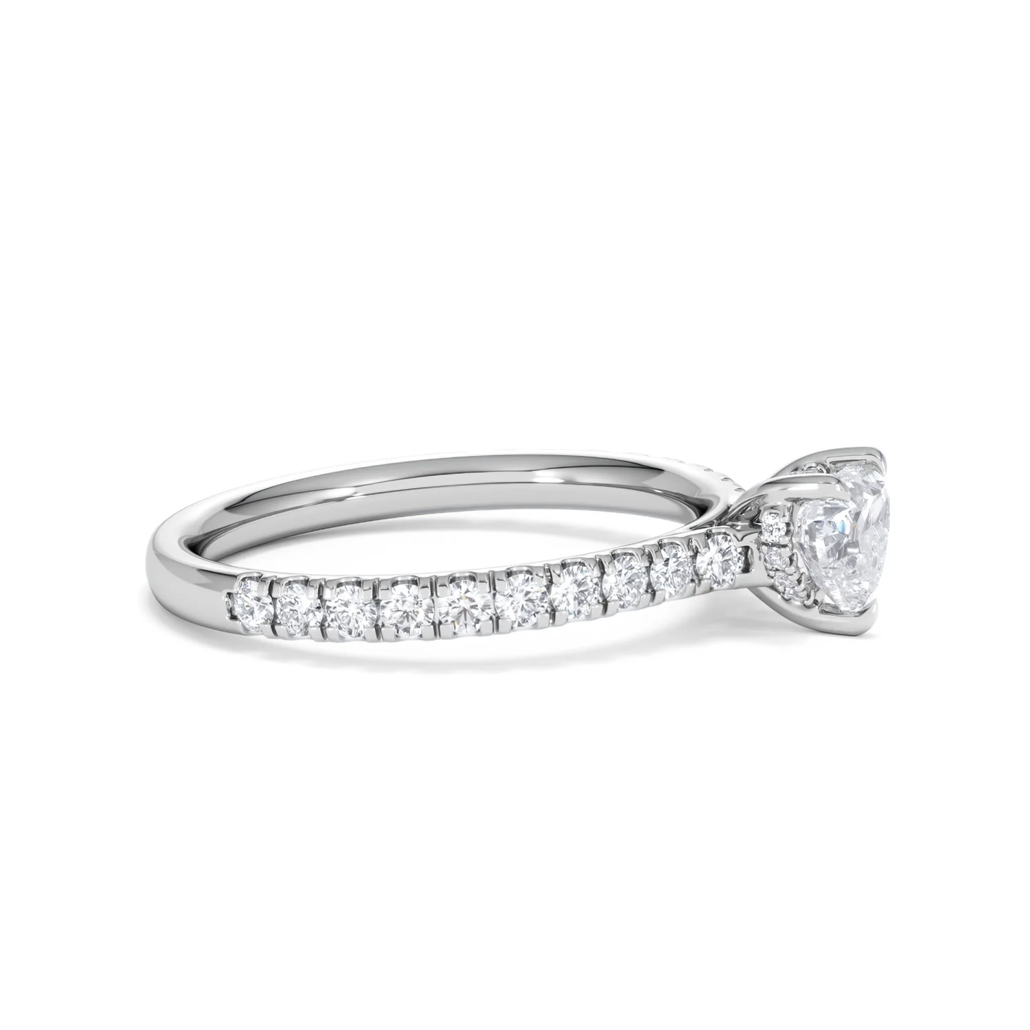 Amora Heart 0.97ct Hidden Halo Lab Diamond Engagement Ring With Side Stones Set in 18K White Gold - Image 23