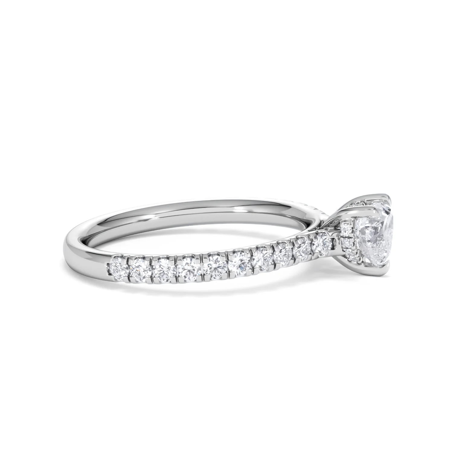 Amora Heart 0.97ct Hidden Halo Lab Diamond Engagement Ring With Side Stones Set in 18K White Gold - Image 24