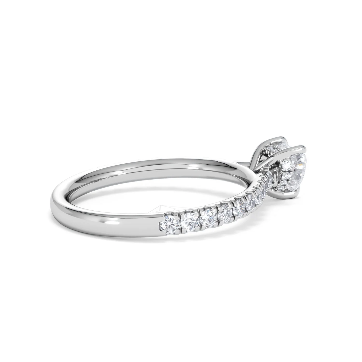 Amora Heart 0.97ct Hidden Halo Lab Diamond Engagement Ring With Side Stones Set in 18K White Gold - Image 33