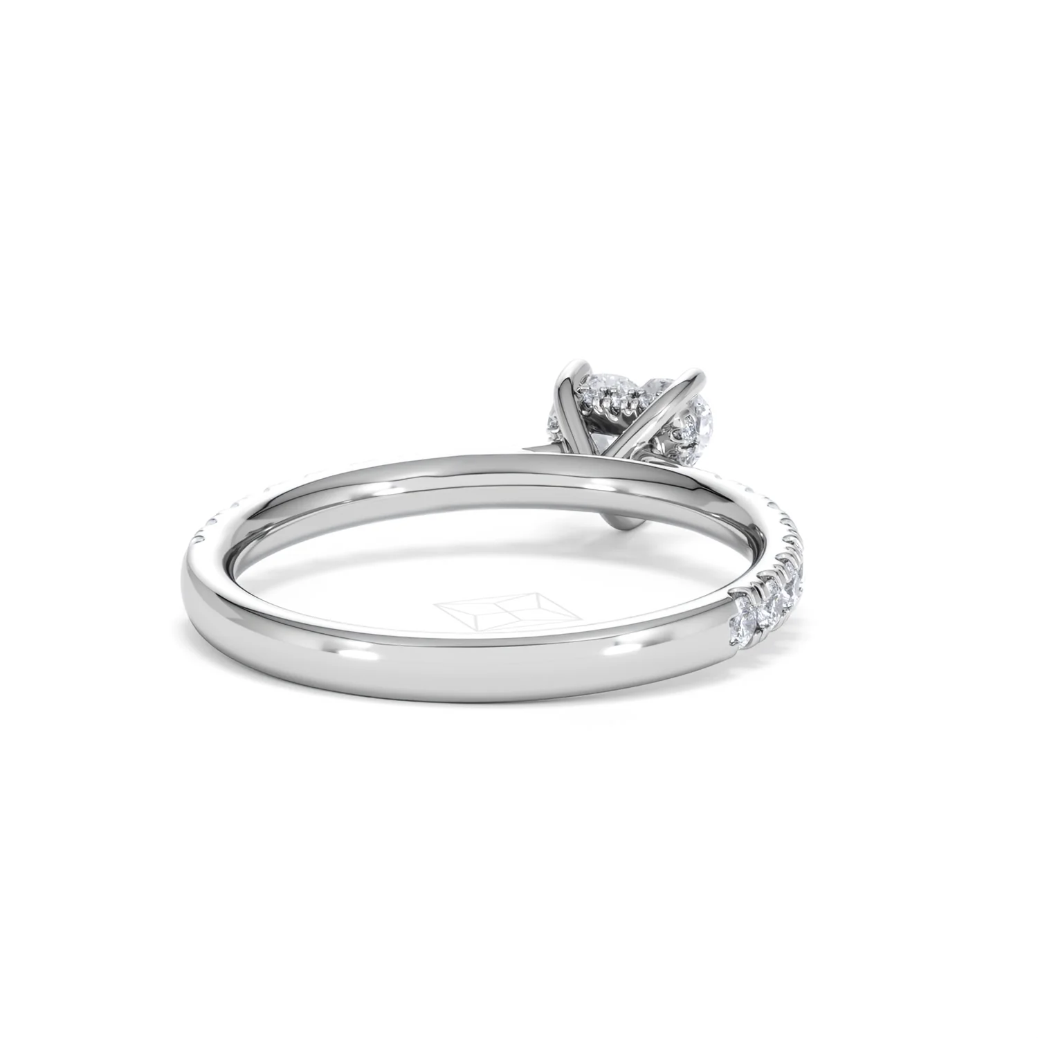 Amora Heart 0.97ct Hidden Halo Lab Diamond Engagement Ring With Side Stones Set in 18K White Gold - Image 43