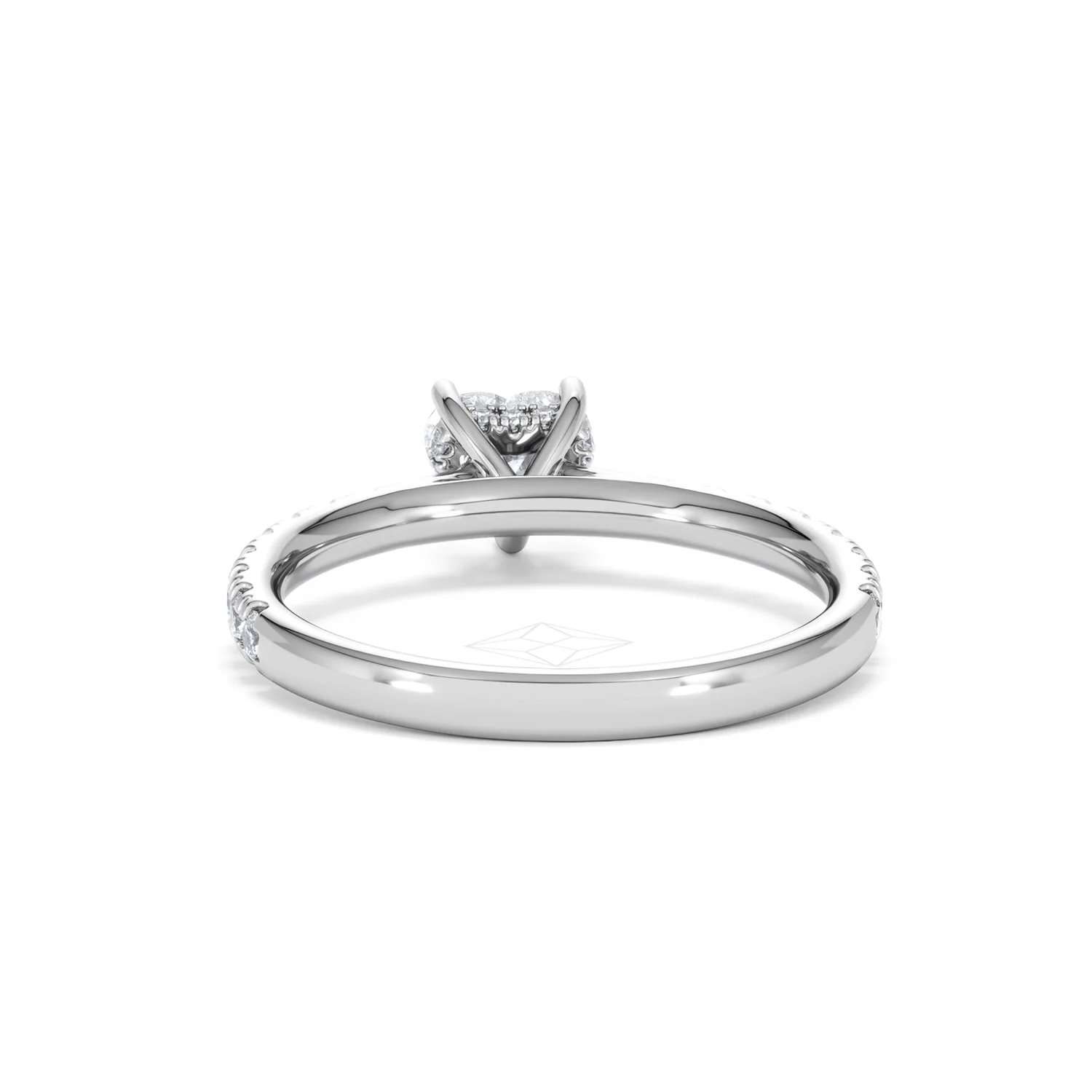 Amora Heart 0.97ct Hidden Halo Lab Diamond Engagement Ring With Side Stones Set in 18K White Gold - Image 49