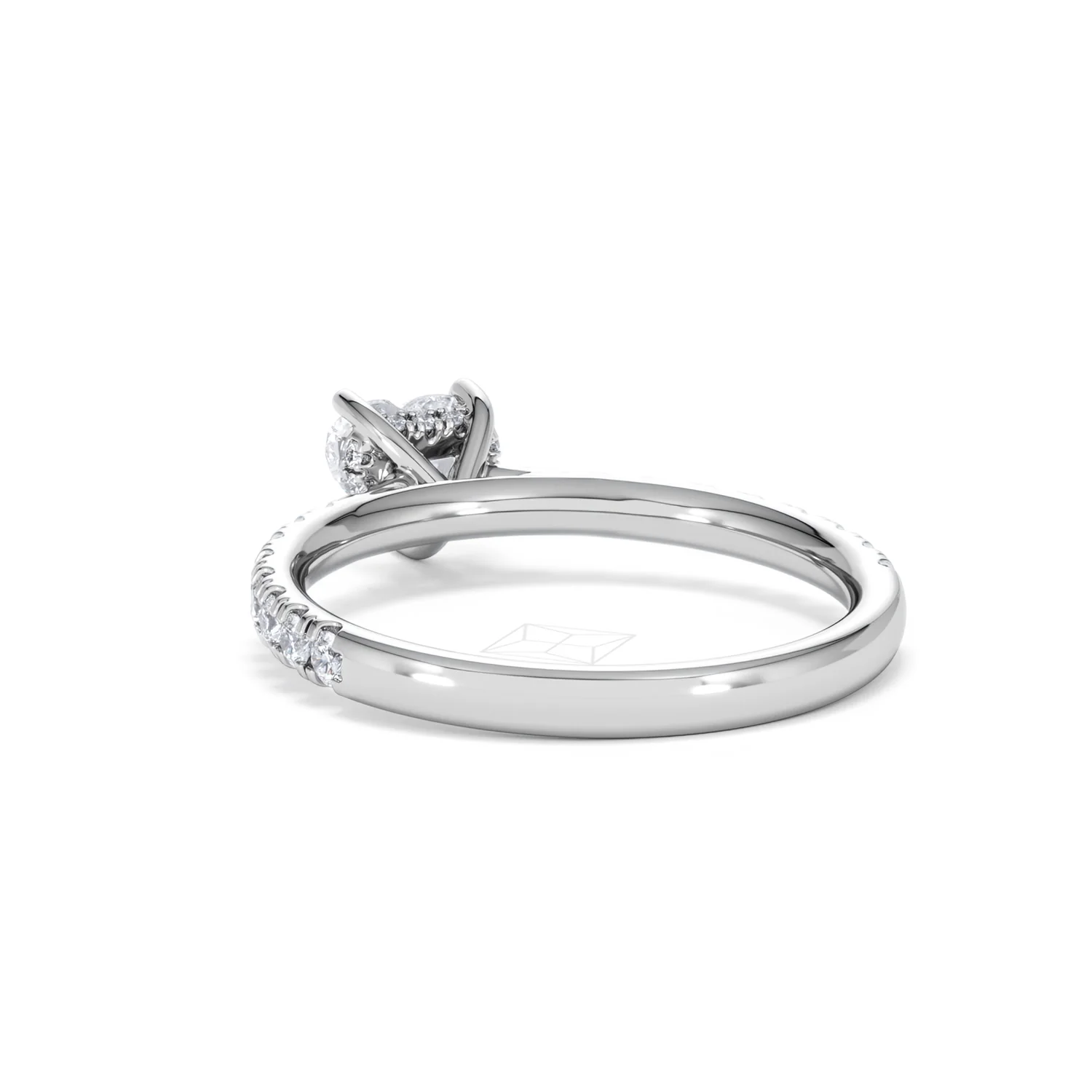 Amora Heart 0.97ct Hidden Halo Lab Diamond Engagement Ring With Side Stones Set in 18K White Gold - Image 53