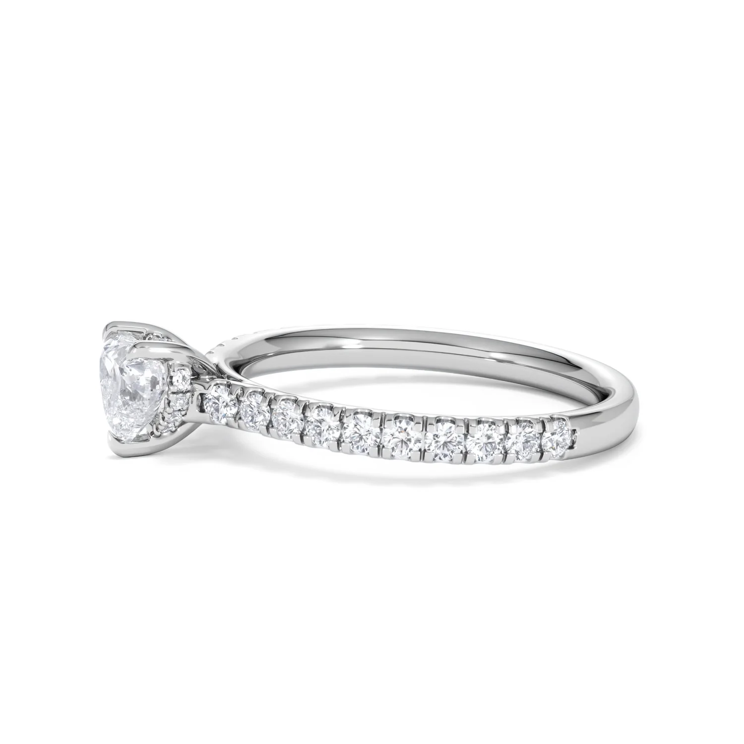 Amora Heart 0.97ct Hidden Halo Lab Diamond Engagement Ring With Side Stones Set in 18K White Gold - Image 72
