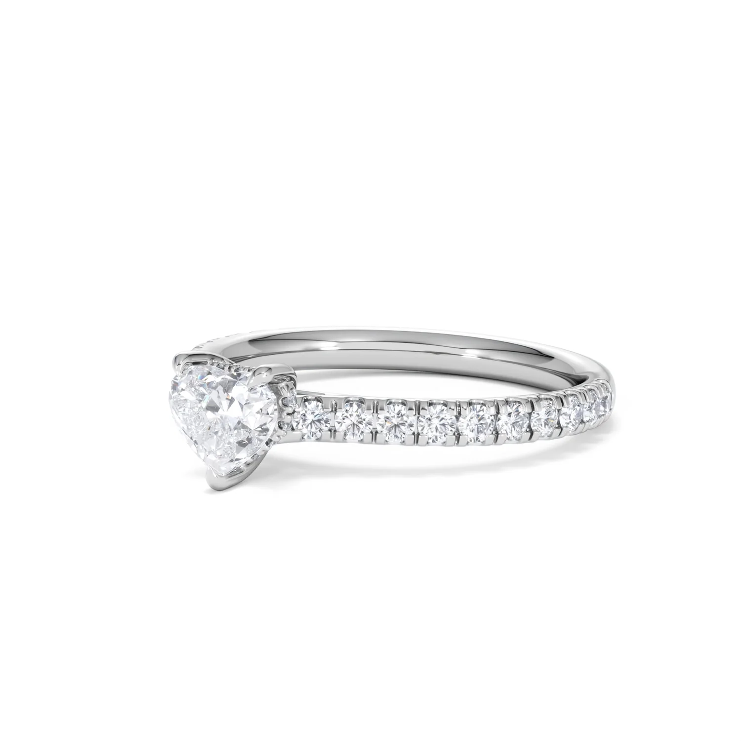 Amora Heart 0.97ct Hidden Halo Lab Diamond Engagement Ring With Side Stones Set in 18K White Gold - Image 80