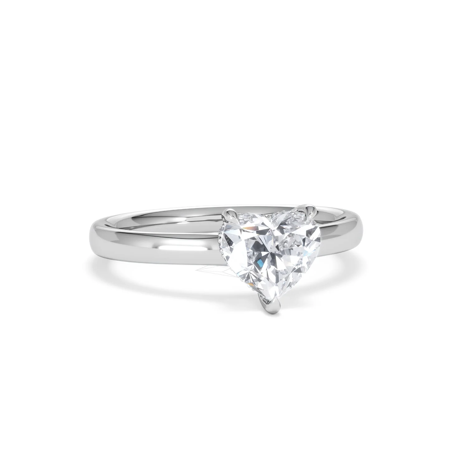 Amora Heart 1.00ct Hidden Halo Lab Diamond Engagement Ring F/VS Set in 18K White Gold - Image 11