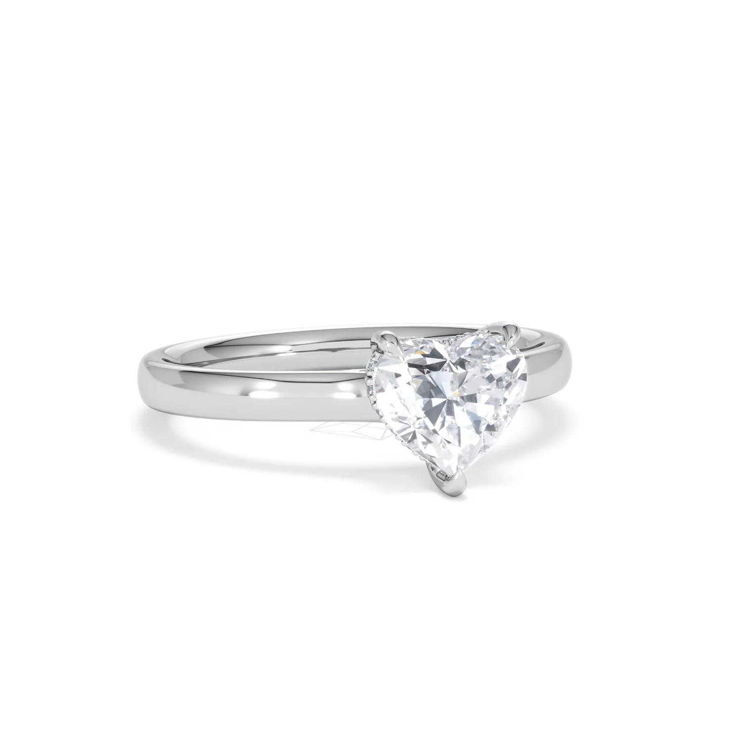 Amora Heart 1.00ct Hidden Halo Lab Diamond Engagement Ring F/VS Set in 18K White Gold - Image 12