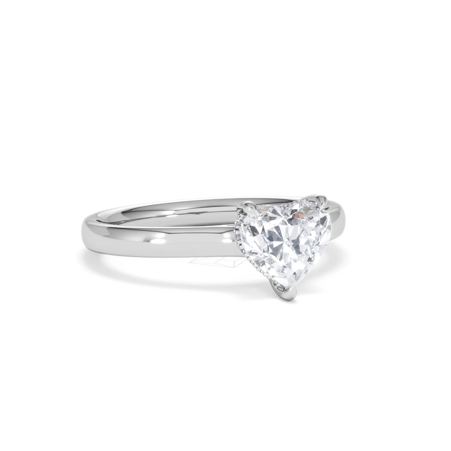 Amora Heart 1.00ct Hidden Halo Lab Diamond Engagement Ring F/VS Set in 18K White Gold - Image 13