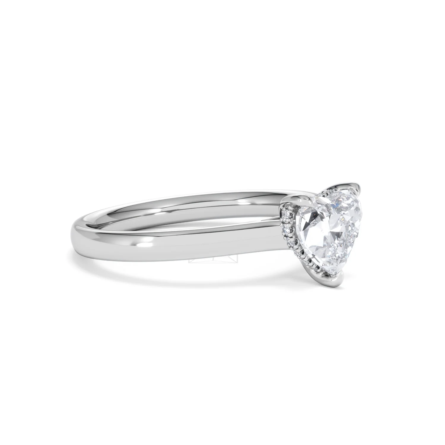 Amora Heart 1.00ct Hidden Halo Lab Diamond Engagement Ring F/VS Set in 18K White Gold - Image 18