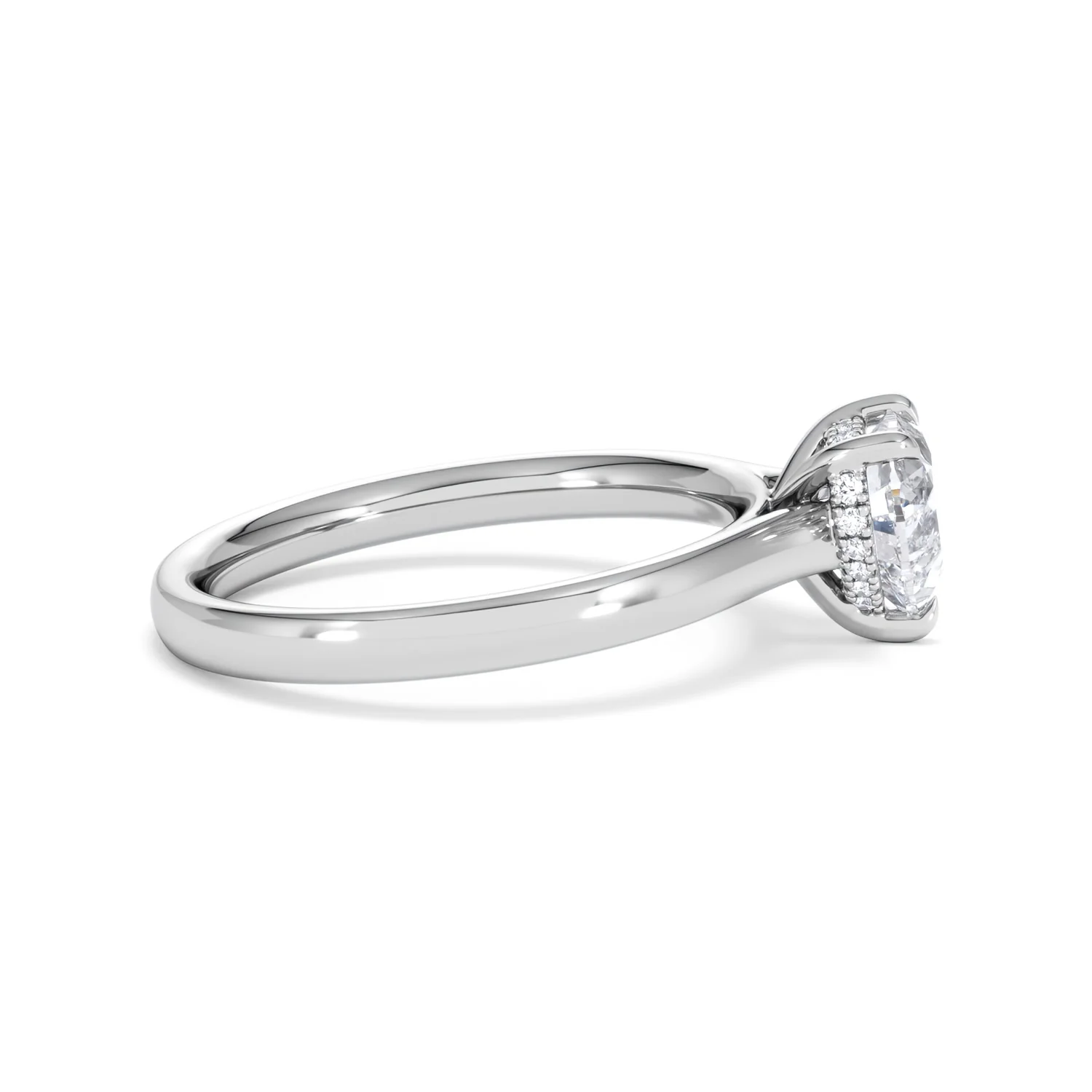 Amora Heart 1.00ct Hidden Halo Lab Diamond Engagement Ring F/VS Set in 18K White Gold - Image 27