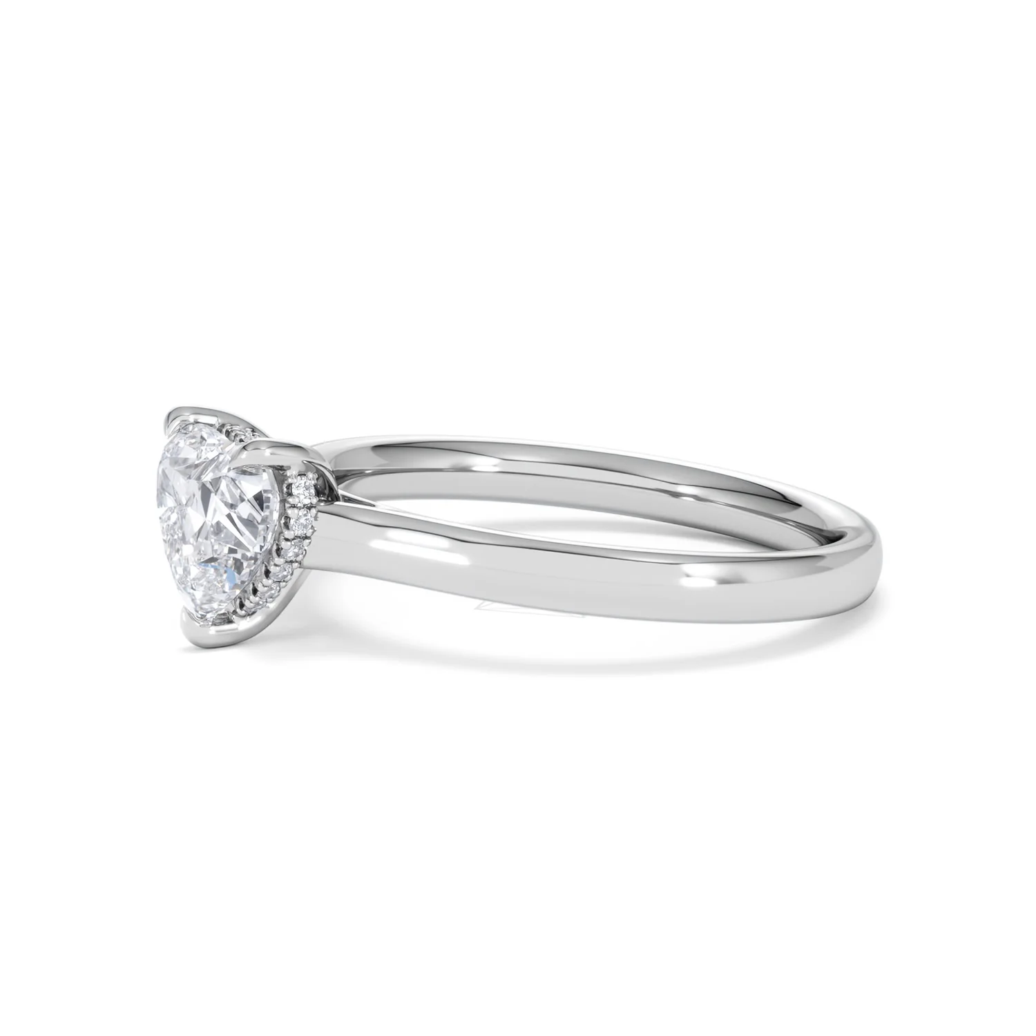 Amora Heart 1.00ct Hidden Halo Lab Diamond Engagement Ring F/VS Set in 18K White Gold - Image 74