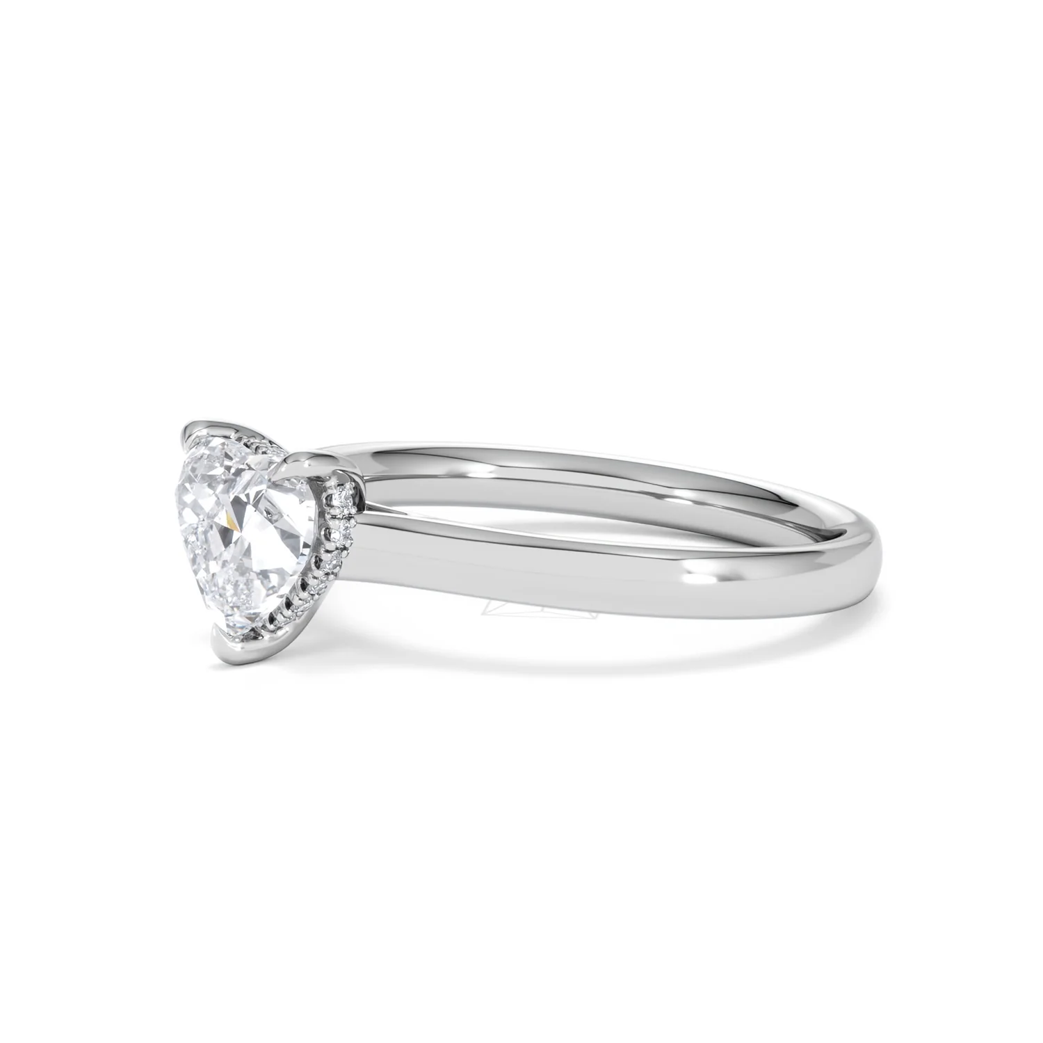 Amora Heart 1.00ct Hidden Halo Lab Diamond Engagement Ring F/VS Set in 18K White Gold - Image 76