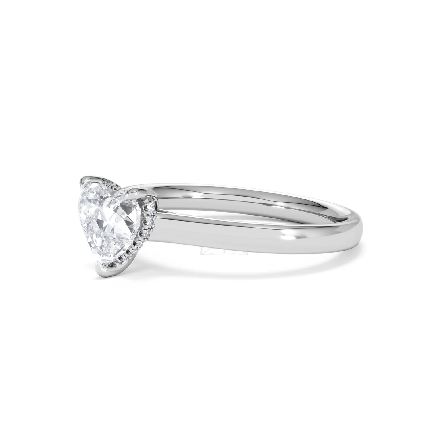 Amora Heart 1.00ct Hidden Halo Lab Diamond Engagement Ring F/VS Set in 18K White Gold - Image 77