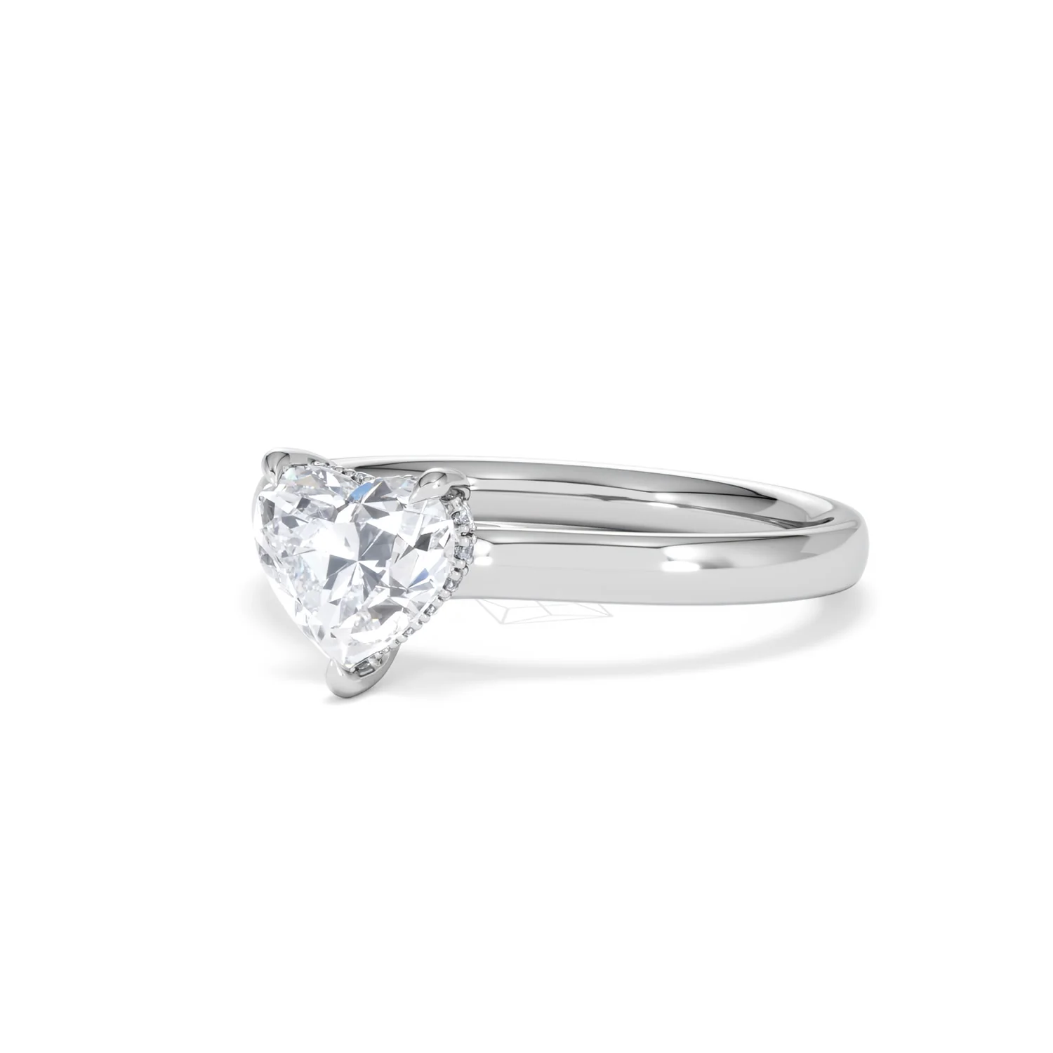 Amora Heart 1.00ct Hidden Halo Lab Diamond Engagement Ring F/VS Set in 18K White Gold - Image 81