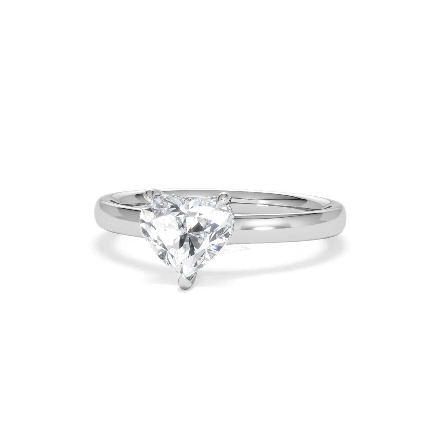 Amora Heart 1.00ct Hidden Halo Lab Diamond Engagement Ring F/VS Set in 18K White Gold - Image 85