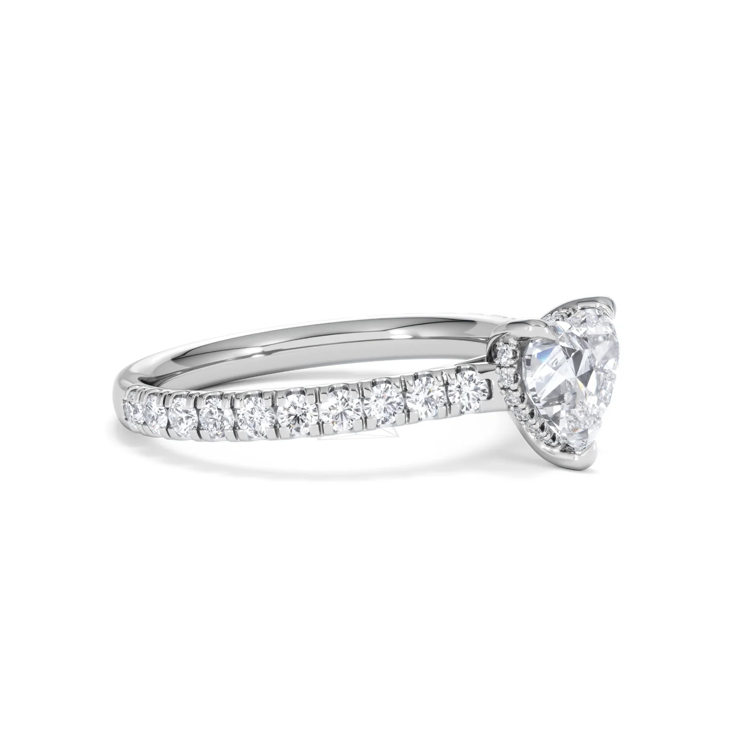 Amora Heart 1.47ct Hidden Halo Lab Diamond Engagement Ring With Side Stones Set in 18K Platinum - Image 20