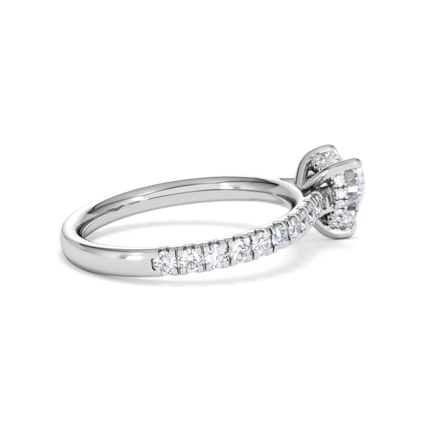 Amora Heart 1.47ct Hidden Halo Lab Diamond Engagement Ring With Side Stones Set in 18K Platinum - Image 32