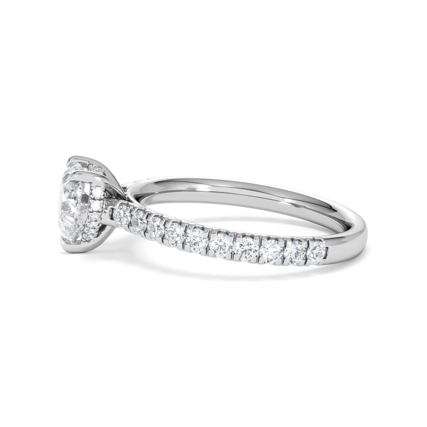 Amora Heart 1.47ct Hidden Halo Lab Diamond Engagement Ring With Side Stones Set in 18K Platinum - Image 69