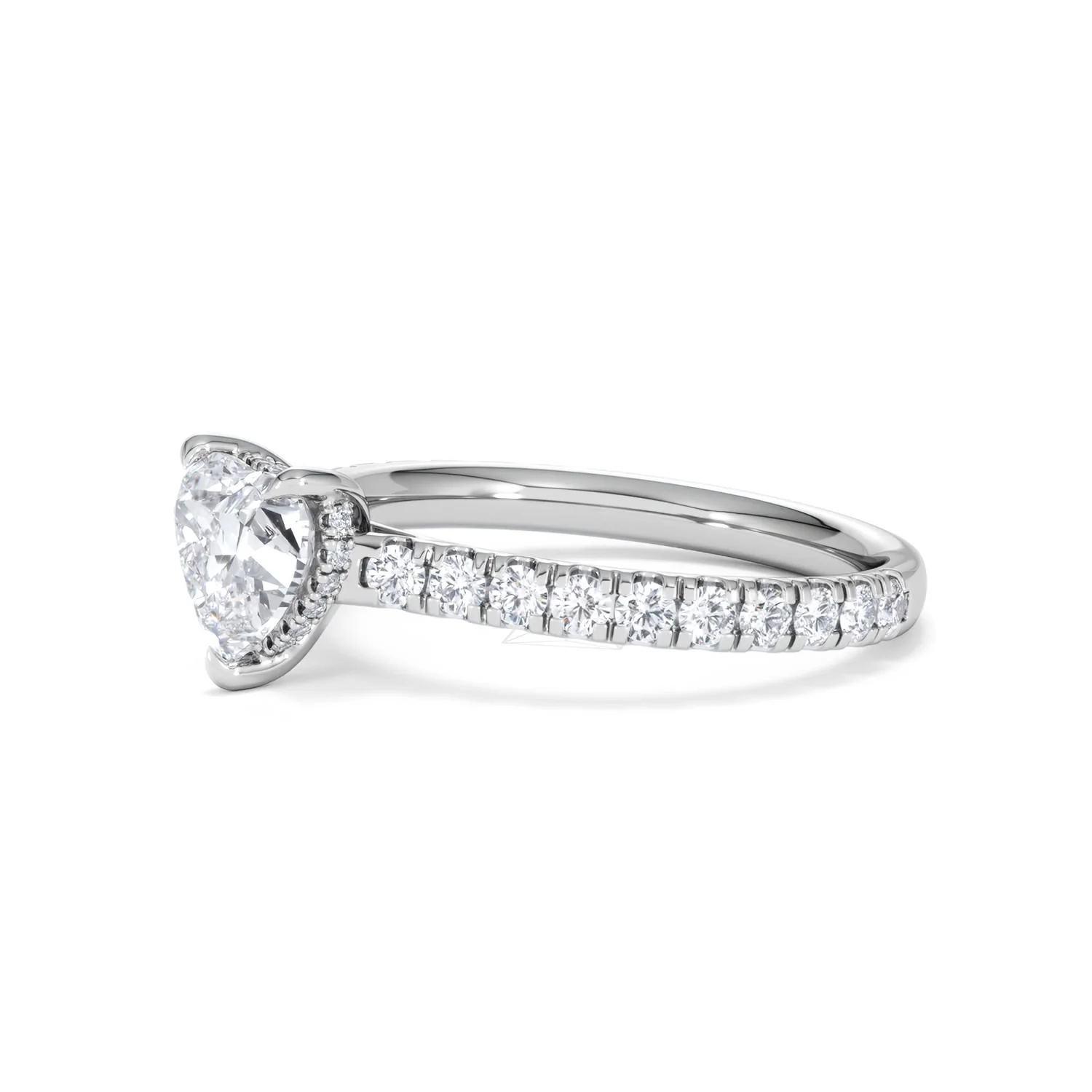 Amora Heart 1.47ct Hidden Halo Lab Diamond Engagement Ring With Side Stones Set in 18K Platinum - Image 75