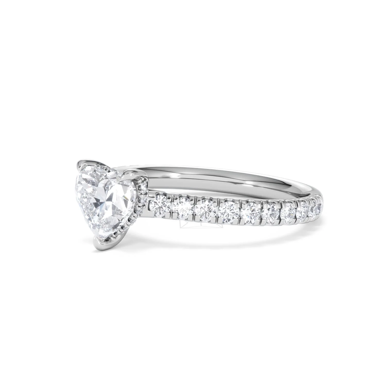 Amora Heart 1.47ct Hidden Halo Lab Diamond Engagement Ring With Side Stones Set in 18K Platinum - Image 78