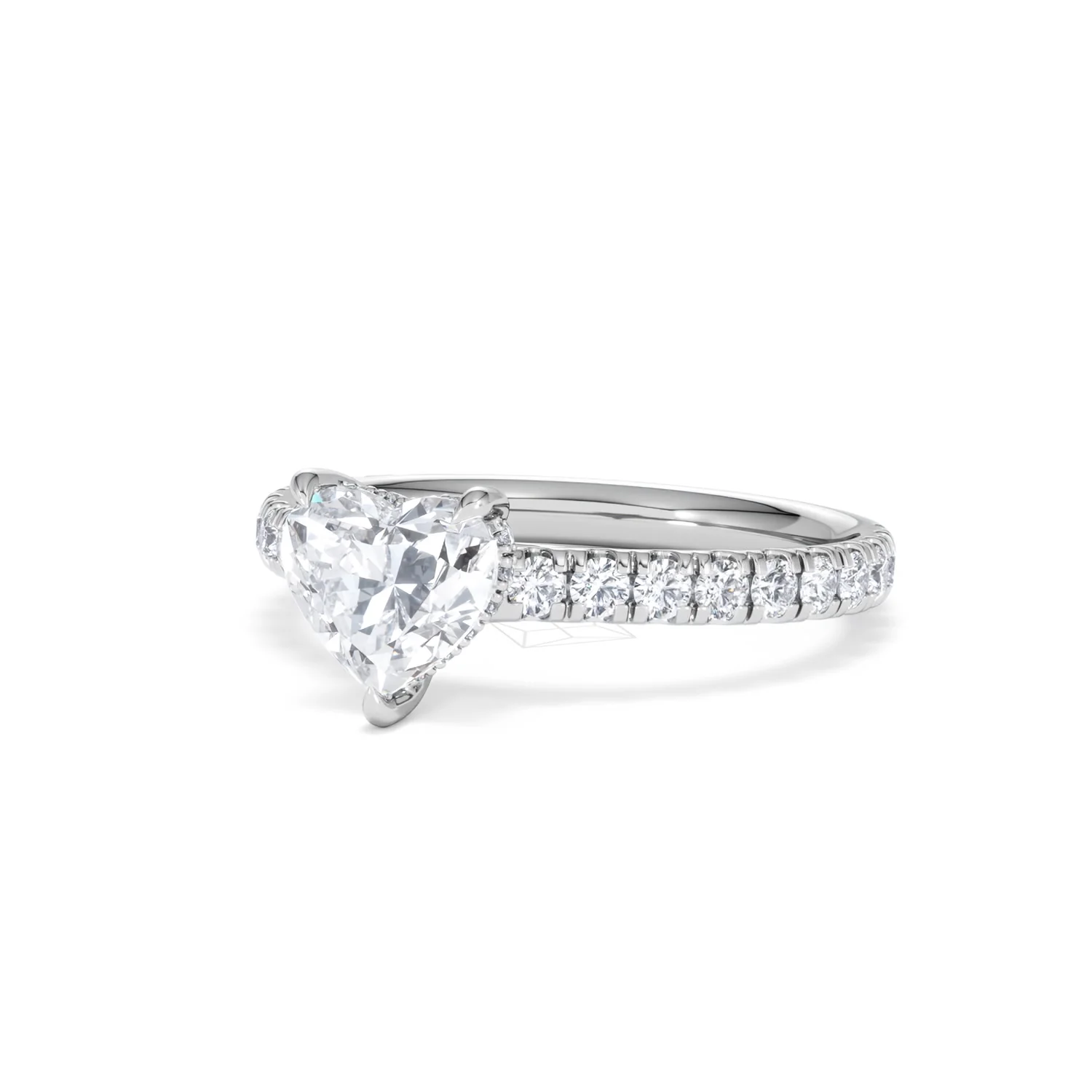 Amora Heart 1.47ct Hidden Halo Lab Diamond Engagement Ring With Side Stones Set in 18K Platinum - Image 82
